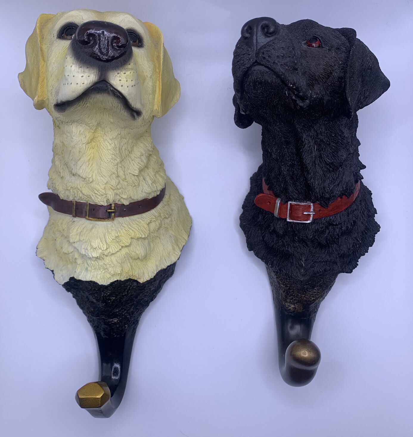 Vintage Ducks Unlimited Dog Head Lab Retriever Coat Hooks Pair Textured Rare HTF