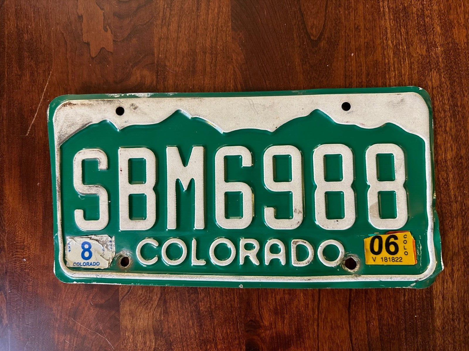 2006 Colorado License Plate SBM6988 Authentic Metal USA Rocky Mountains August