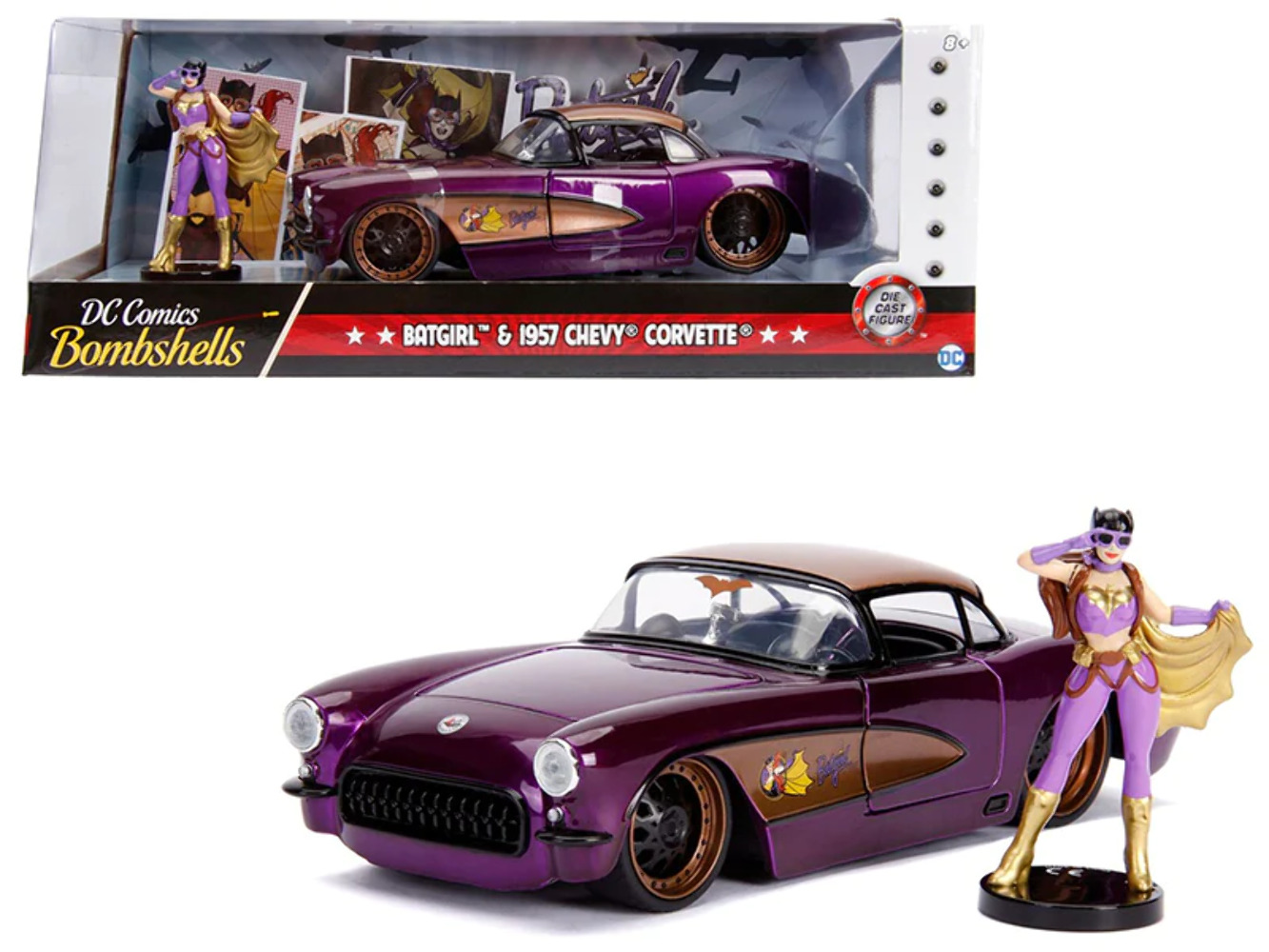 1957 Chevrolet Corvette Batgirl Diecast Figurine DC Comics 1/24 Model Car