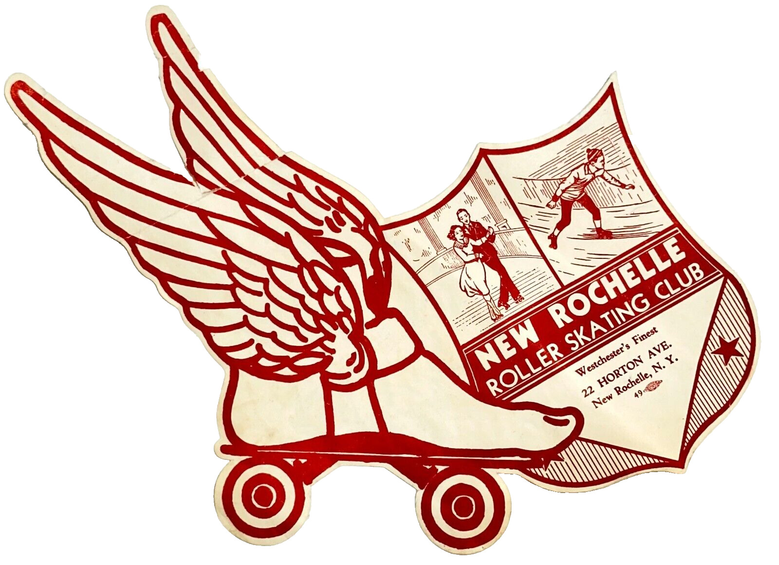 1940s Roller Skating Label New Rochelle Roller Skating Club Westchester\'s Finest