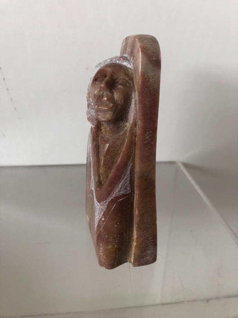 Native AMERICAN INDIAN Stone Rock Carving Warrior Bear Moon Cameron Trading Post