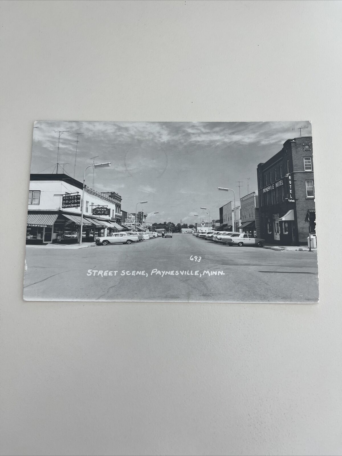 Photo Postcard-MINNESOTA--Paynesville--Street Scene--Hotel Drug Store Texaco Gas