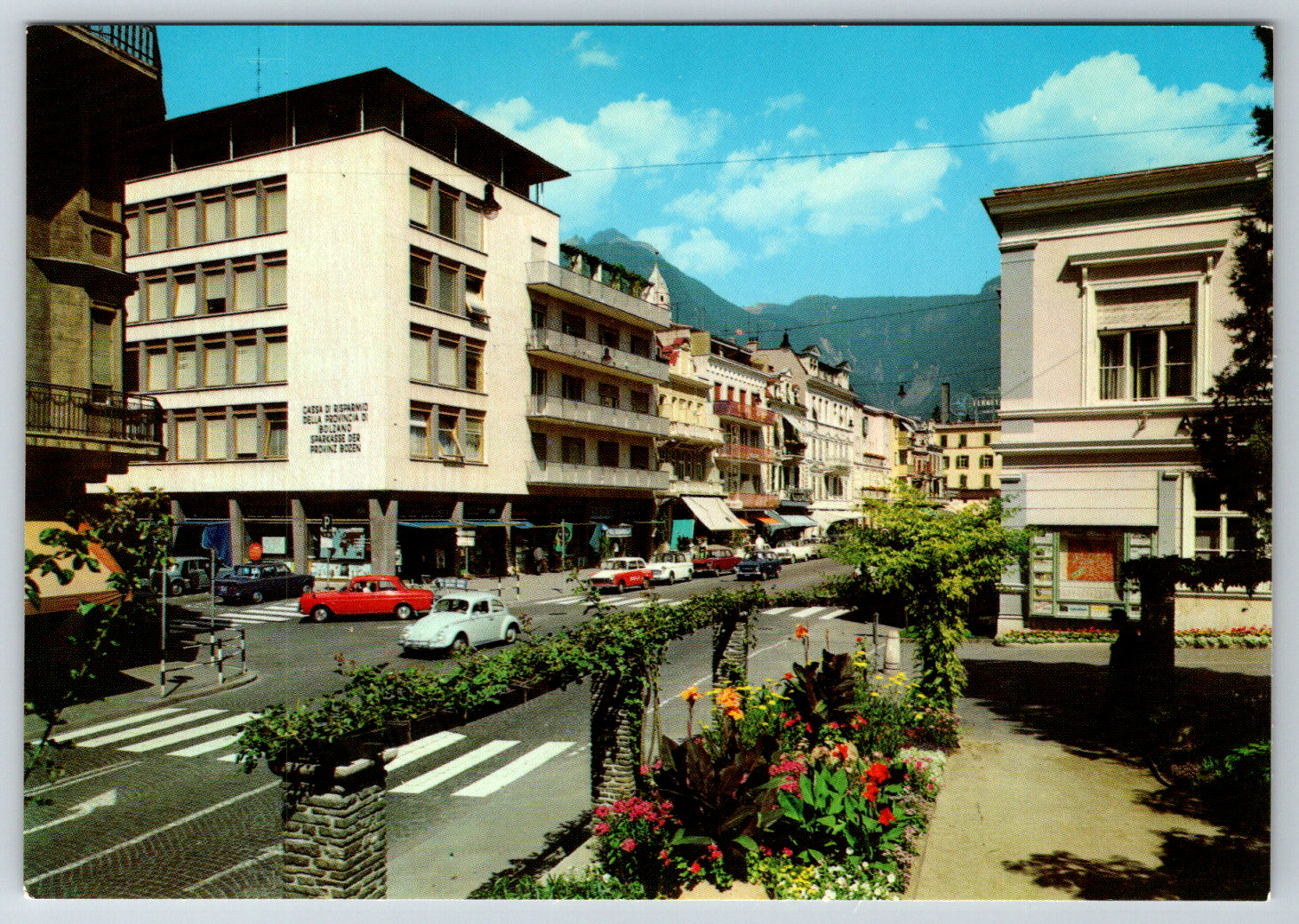 1960s Merano Italy Corso Liberta Freiheitsstrasse Street View Vintage Postcard