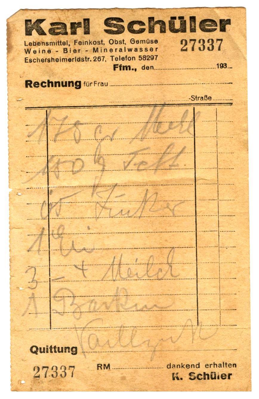 1930\'s Sales Receipt, Germany, Karl Shüler
