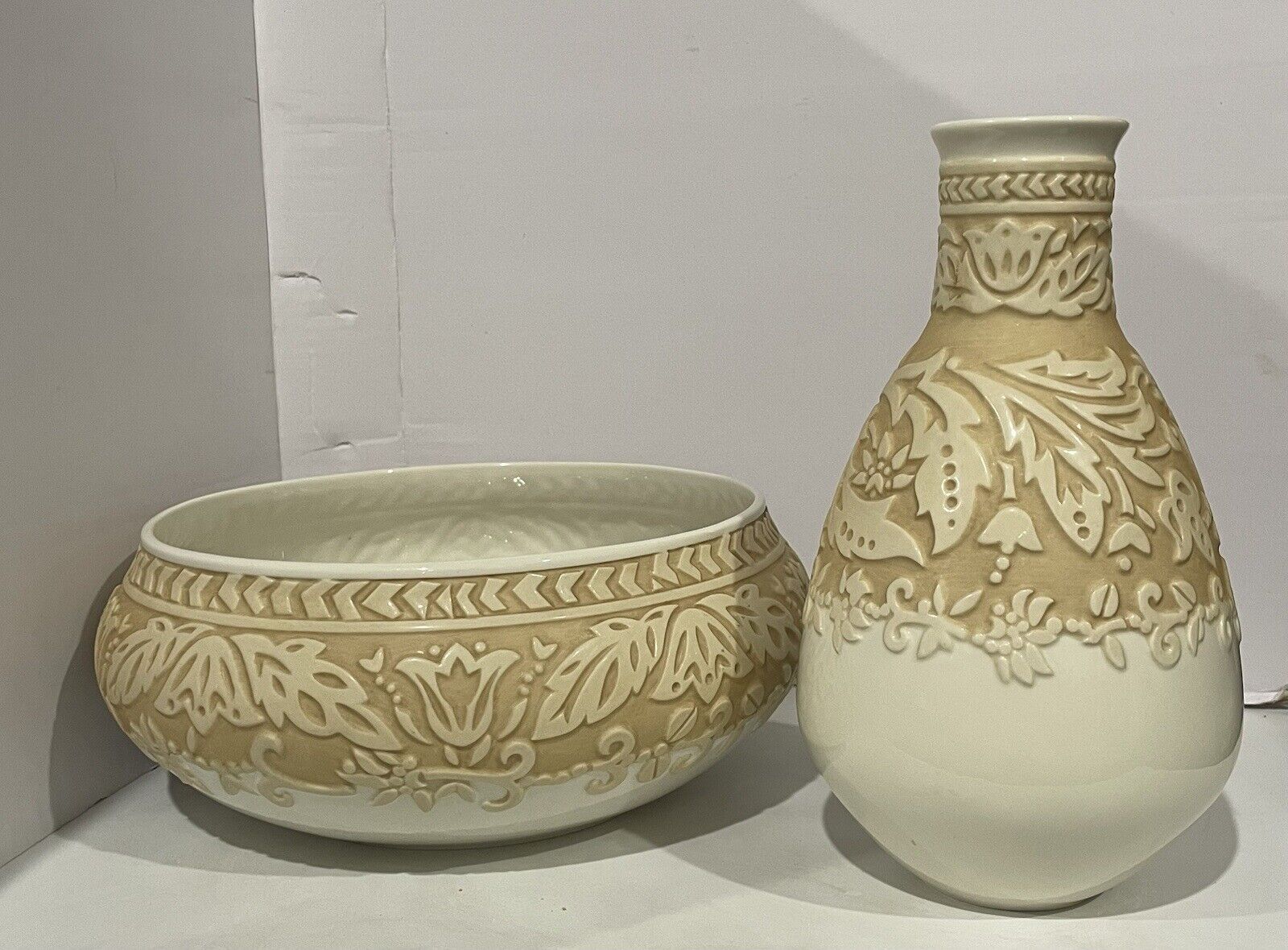 Lenox Vintage Burnished Amber Bowl & Vase 