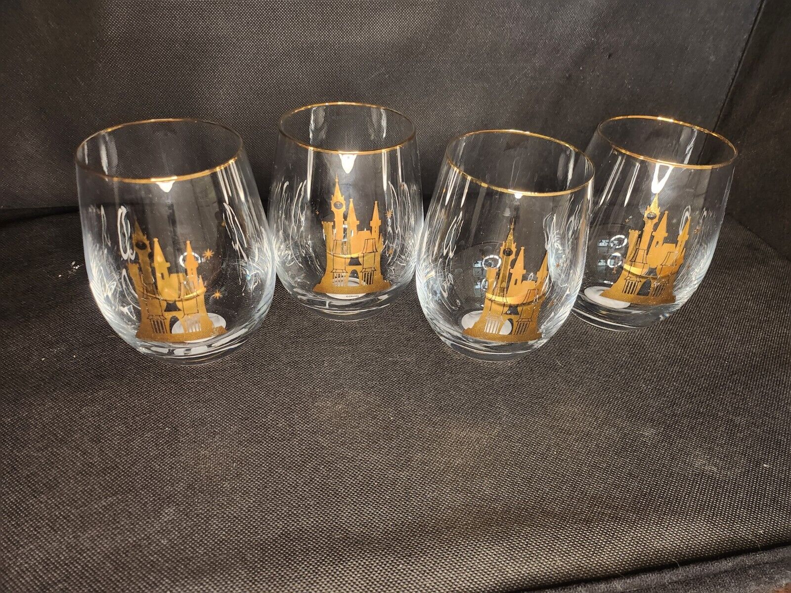 4 Cinderella Castle Gold Wine Glasses A Dream Is A Wish Your Heart Makes Disney 