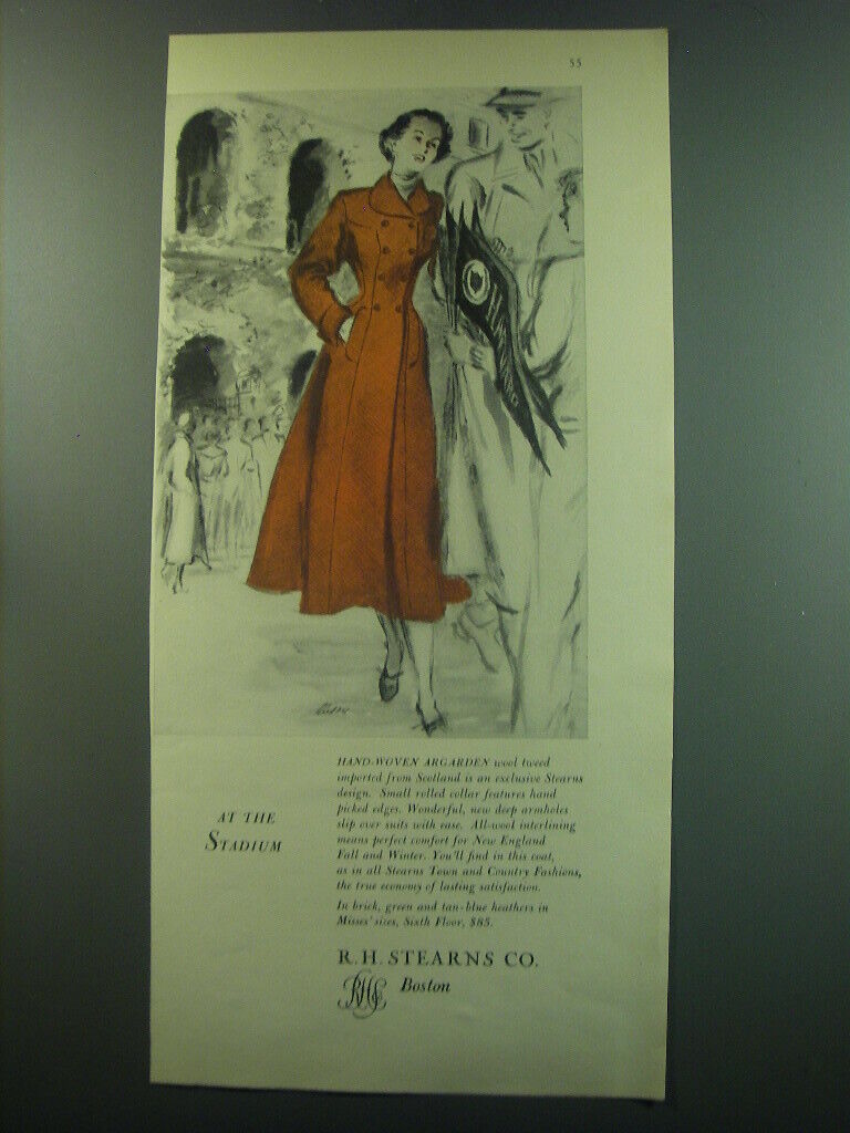 1949 R.H. Stearns Coat Ad - At the Stadium