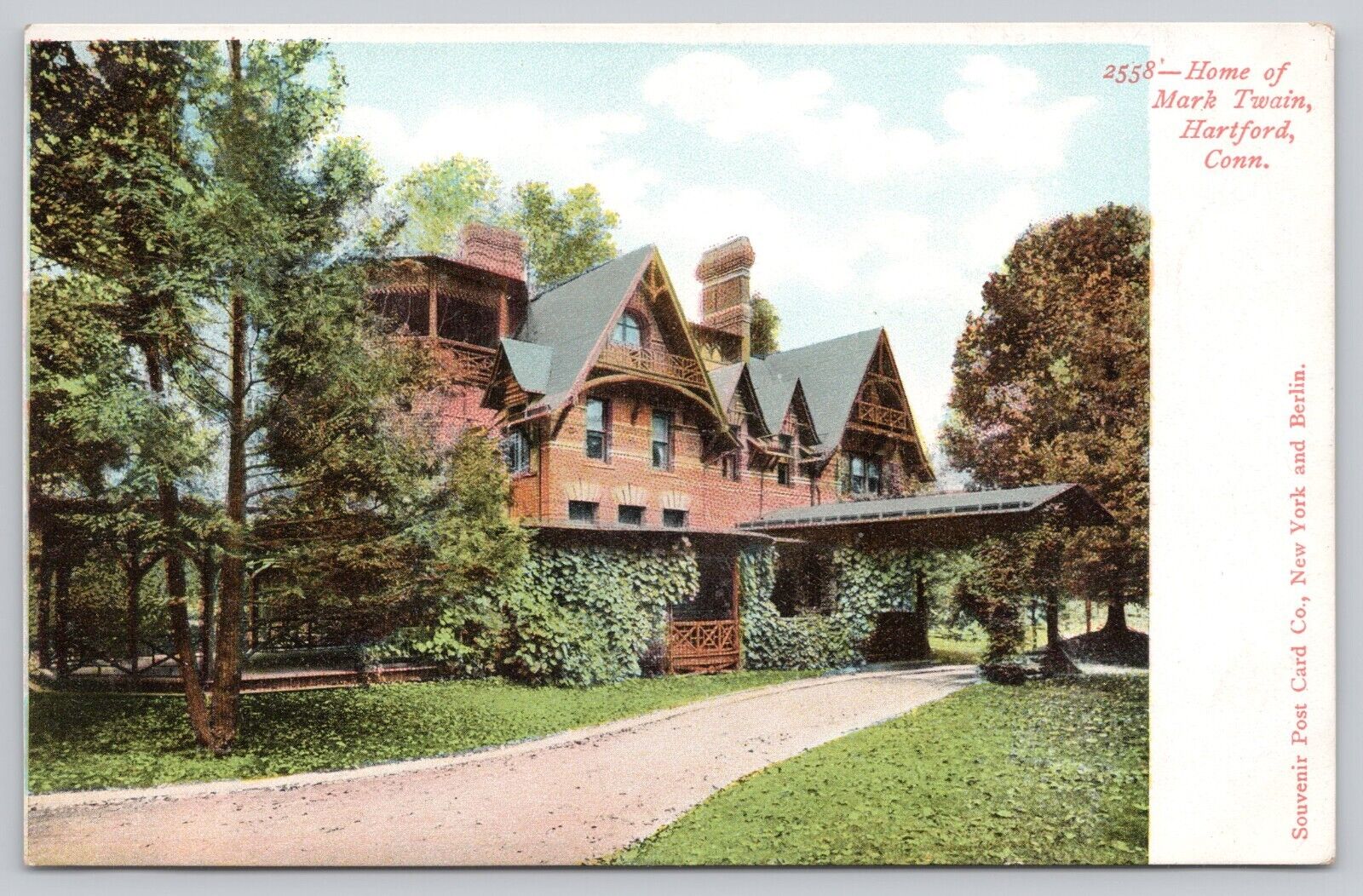 Mark Twain Home Hartford Connecticut CT Antique Undivided Back Postcard c1900s