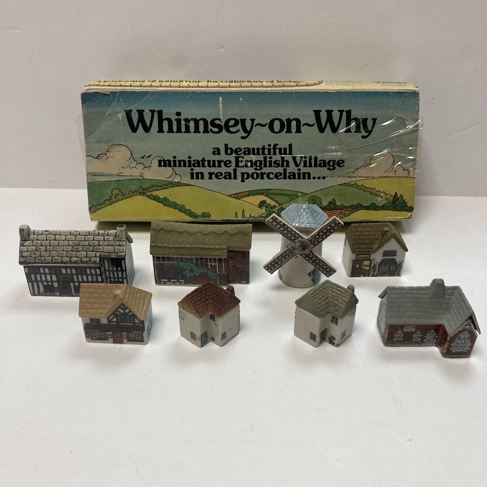 Vintage Wade Whimsey-on-Why Village Houses Set 2 In Original Box READ
