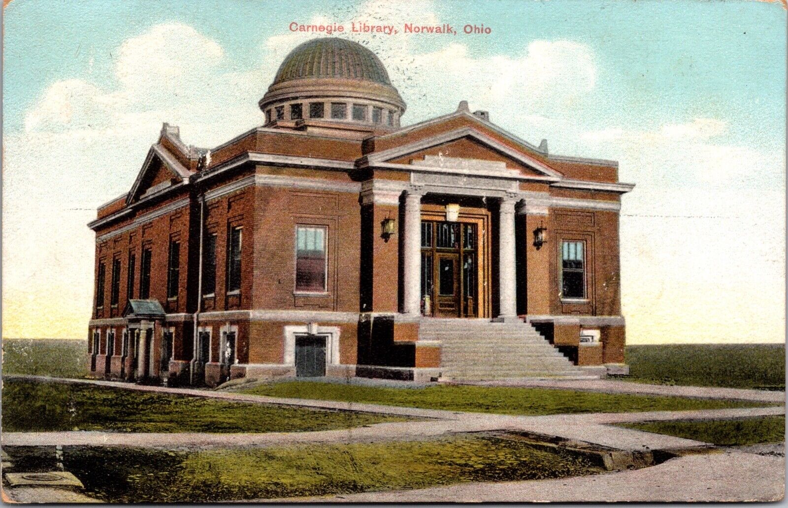 Postcard Carnegie Library in Norwalk, Ohio~988