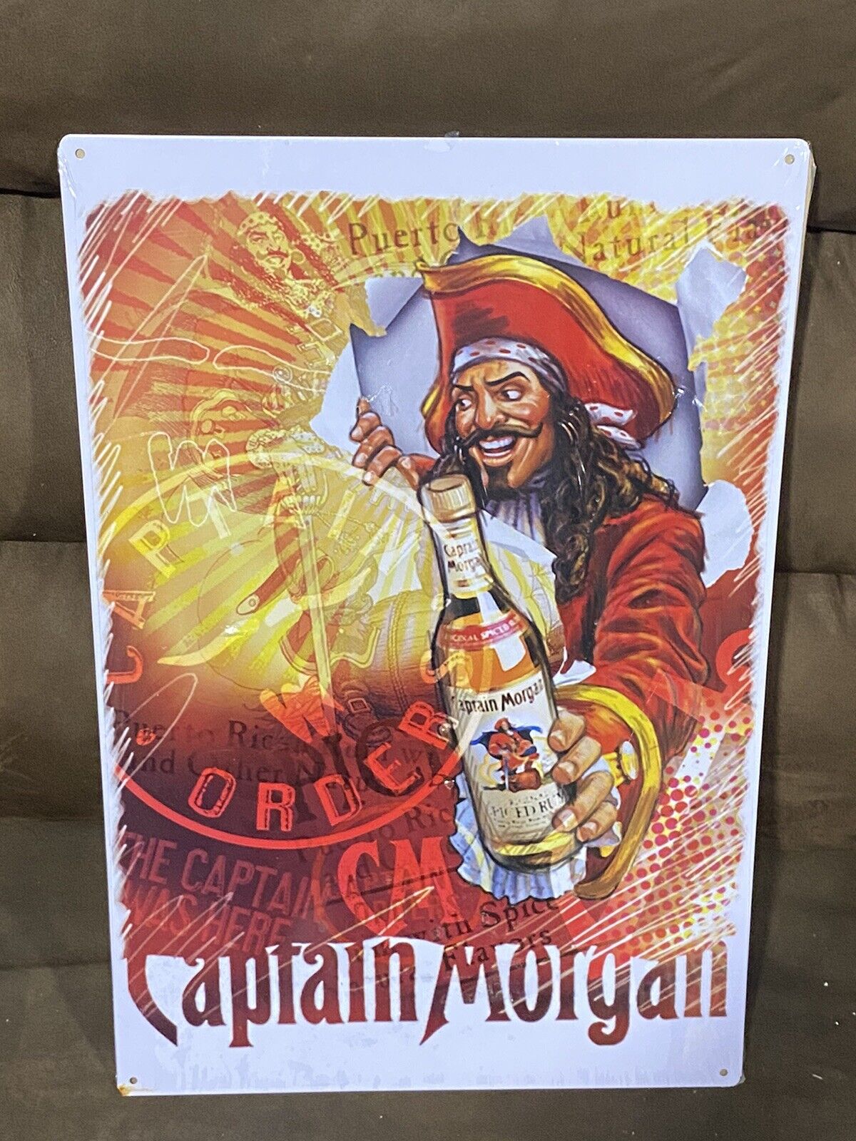 Captain Morgan Spiced Rum Metal Tin Sign Advertisement Pirate Bar Man Cave Decor
