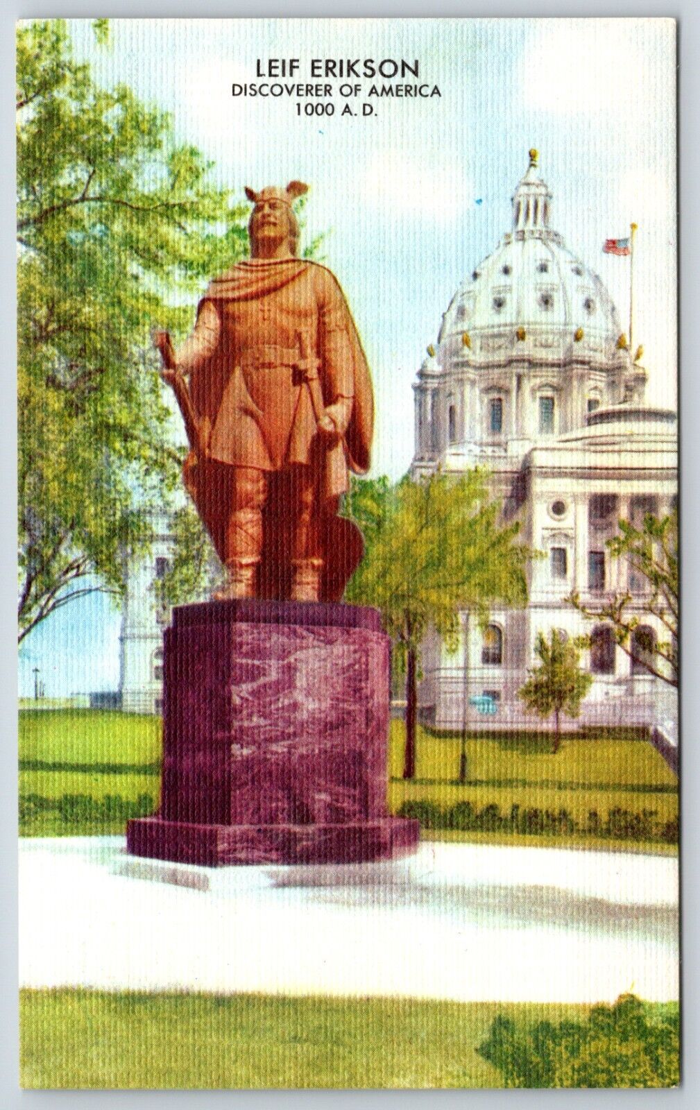 Postcard Leif Erikson Discover Of America 1000 A.D., St. Paul Minnesota Unposted