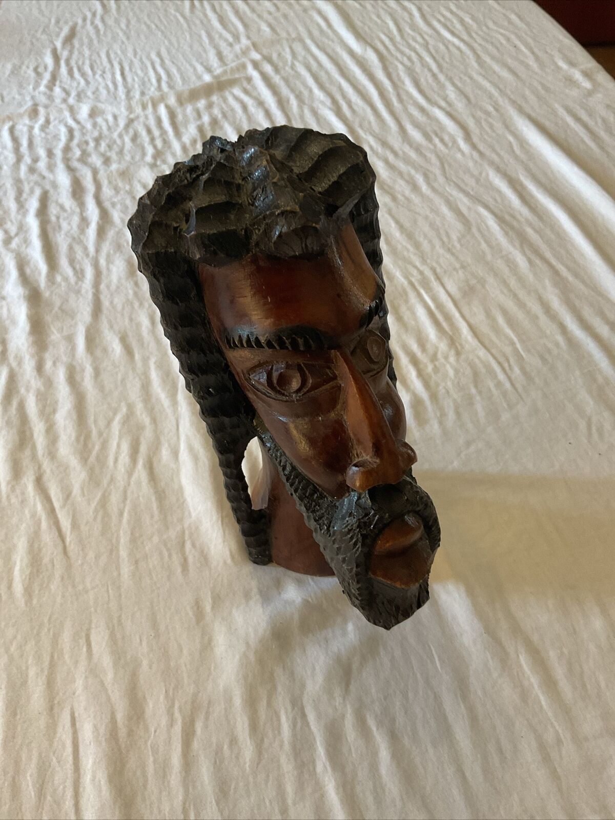 Hand Carved Wood Bob Marley Rastafarian Jamaican Man Art Statue Figure Bust