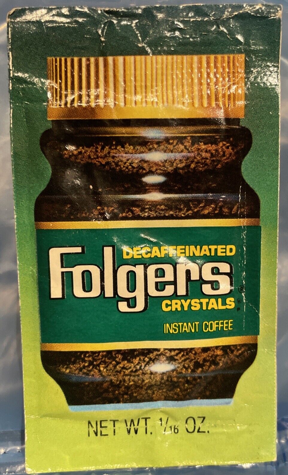 Vintage Folgers Decaffeinated Crystals Instant Coffee Single Serving Packet NOS