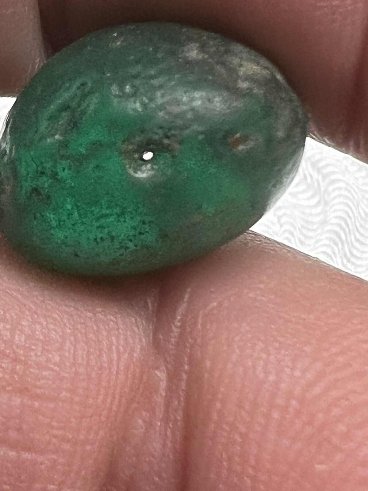 Ancient Blue Green Asian/Roman Green Dome Shaped Bead 15.3 X 14.6 X 11.5 mm 