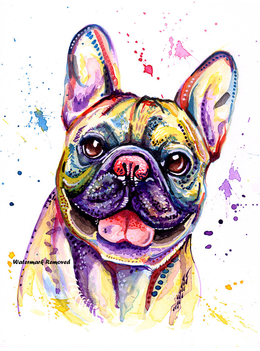 French Bulldog Frenchie art print painting Bull Dog Birthday Gift - Size Options