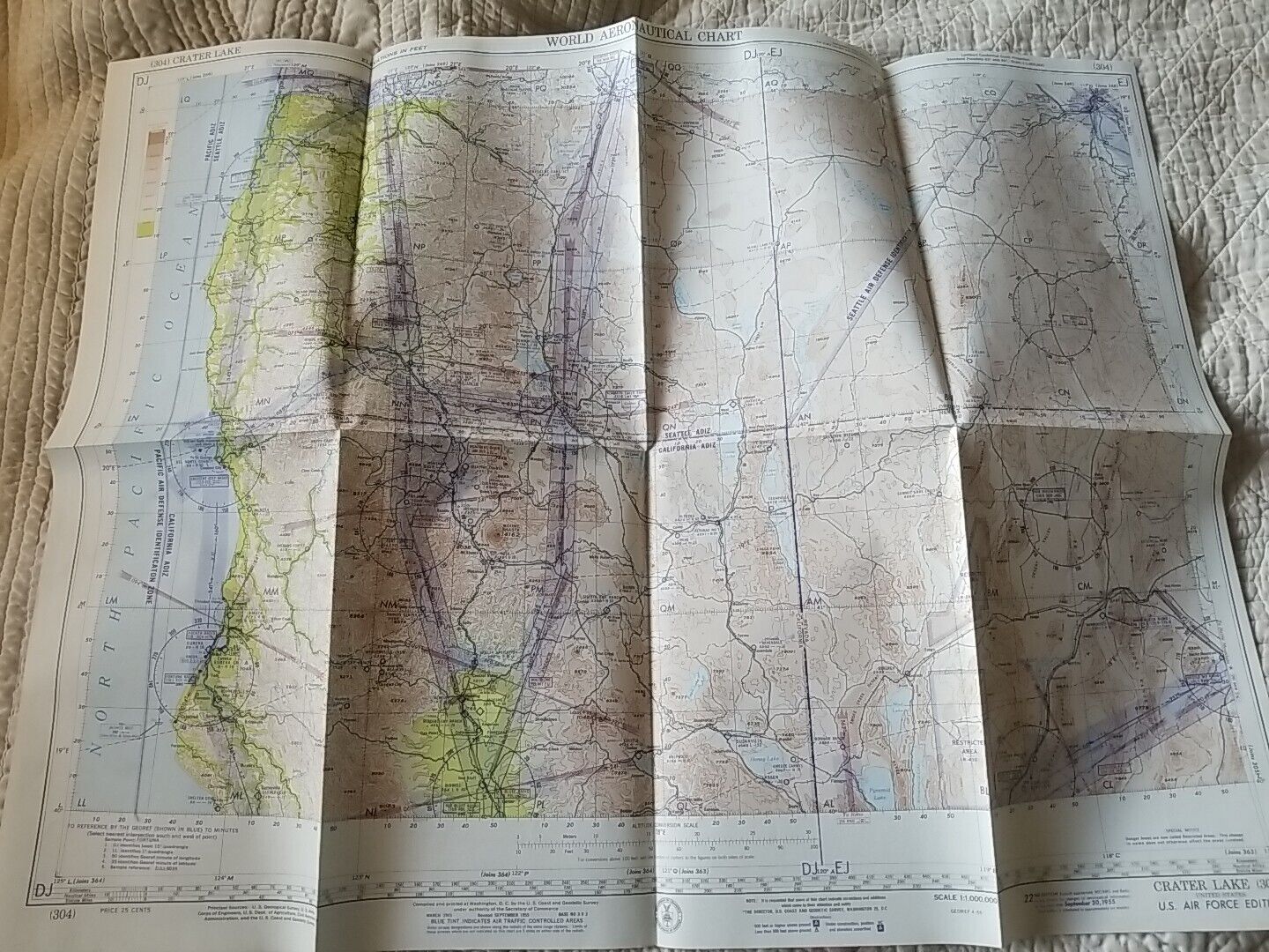 Vintage Crater Lake Aeronautical Chart 304 1955 Aviation Map USAF Edition