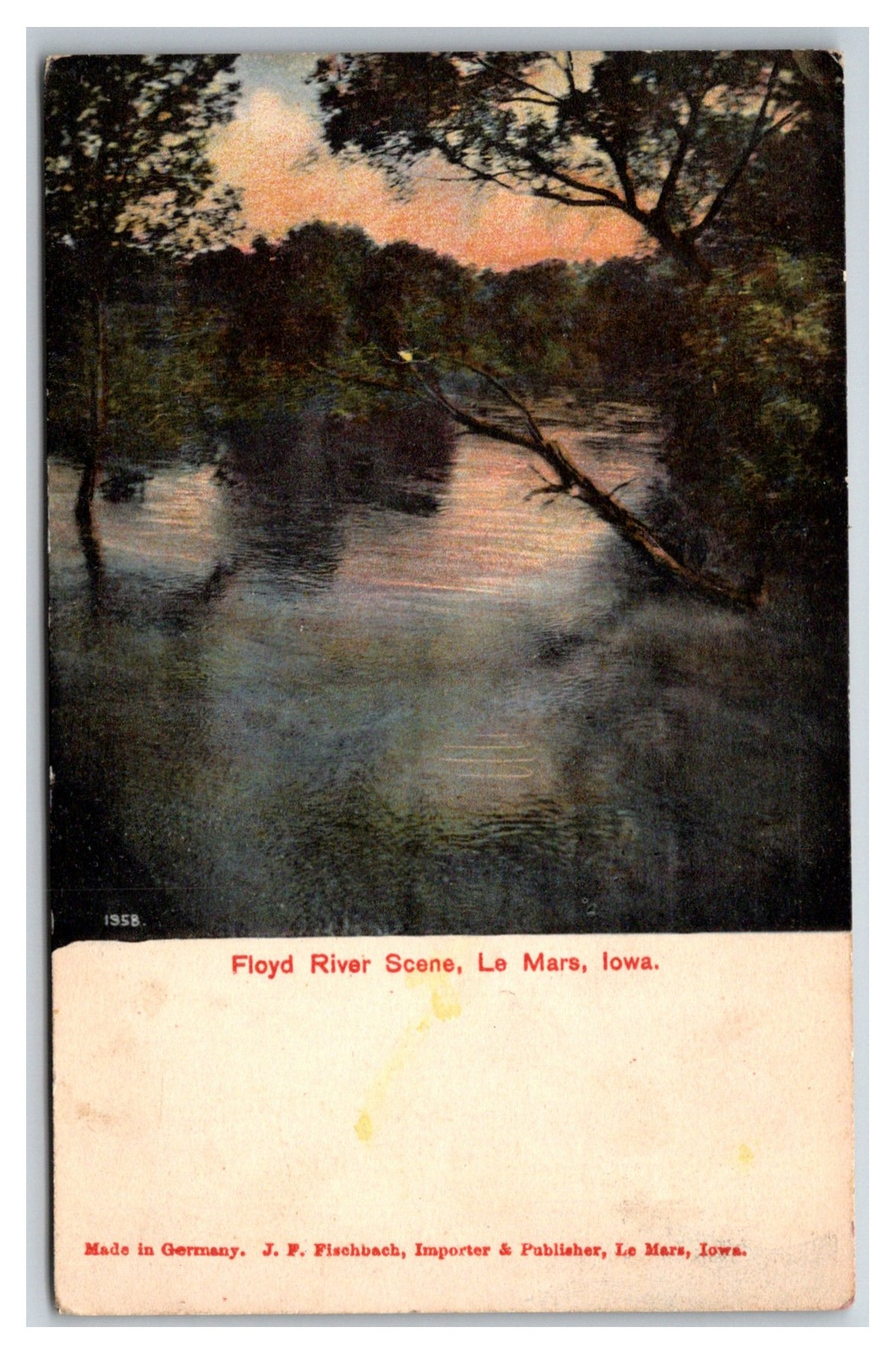 LE MARS Iowa ~ FLOYD RIVER  1905c ~ Plymouth County on CStPM&O railroad