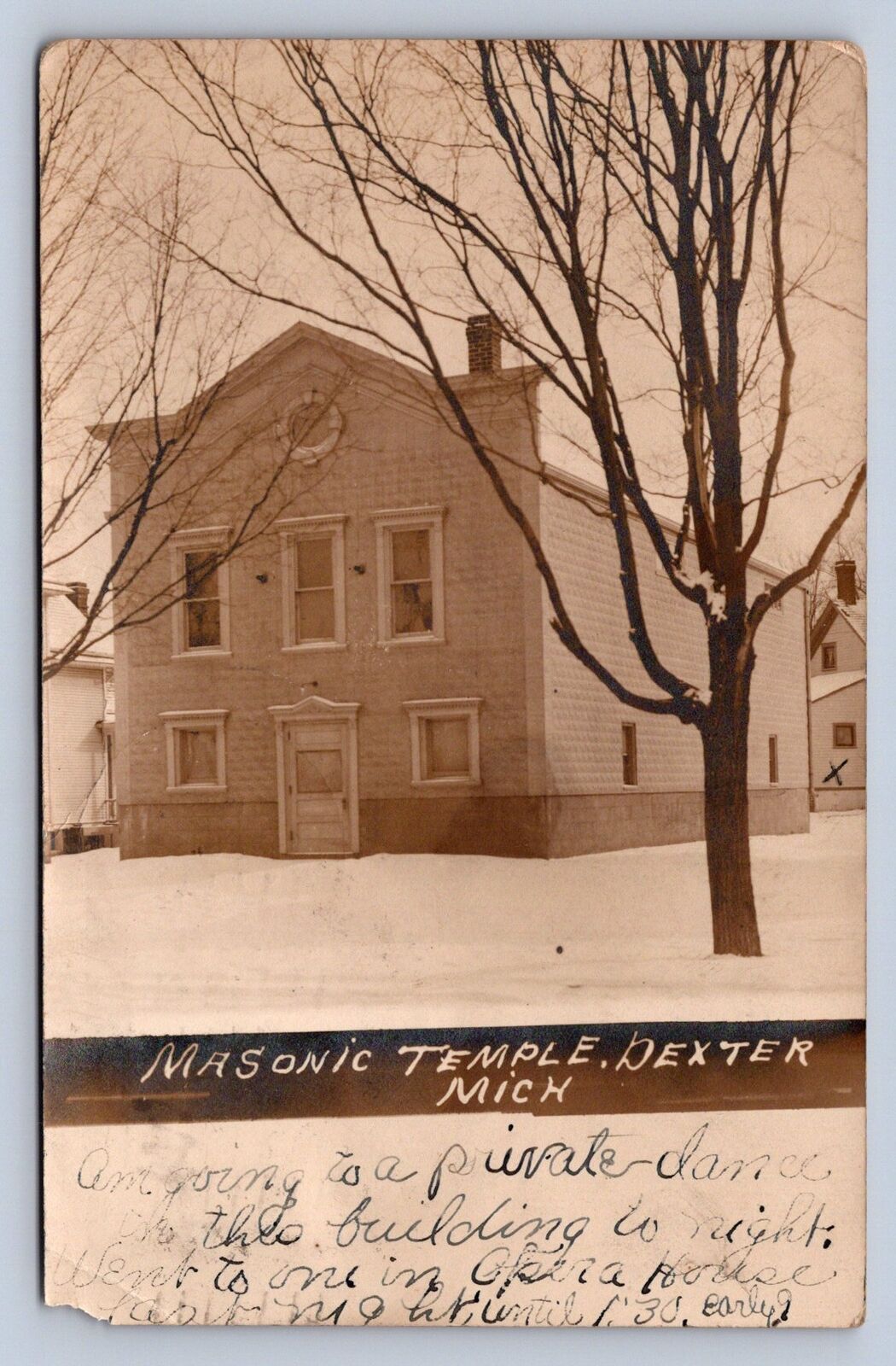 J97/ Dexter Michigan RPPC Postcard c1910 Masonic Temple  166