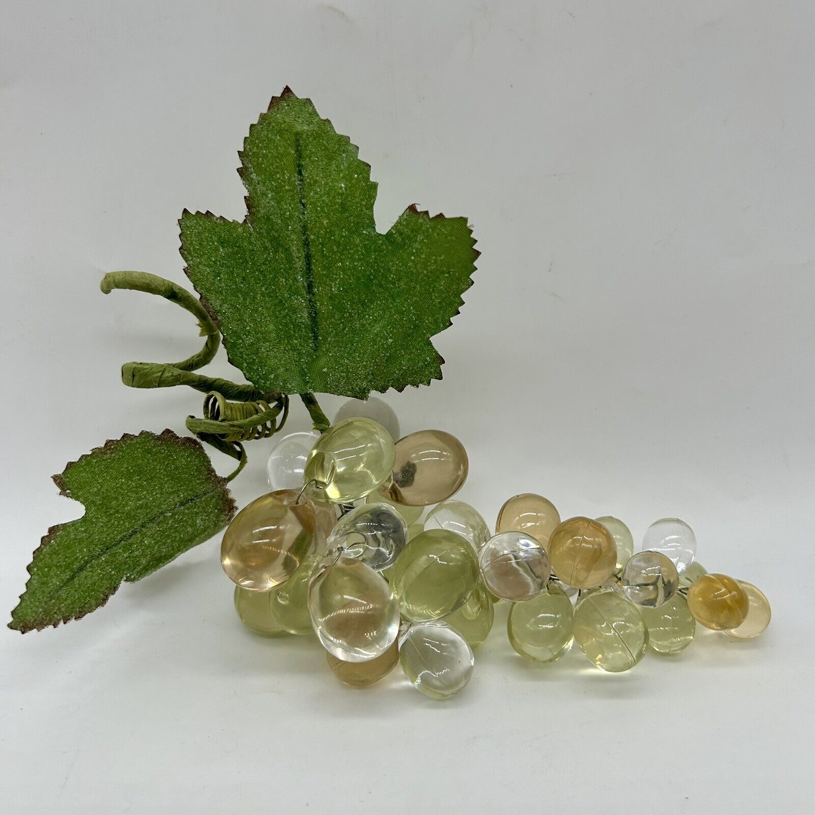 Vintage MCM 1960’s Light Green/Amber Lucite Grapes Bunch 5.5”L