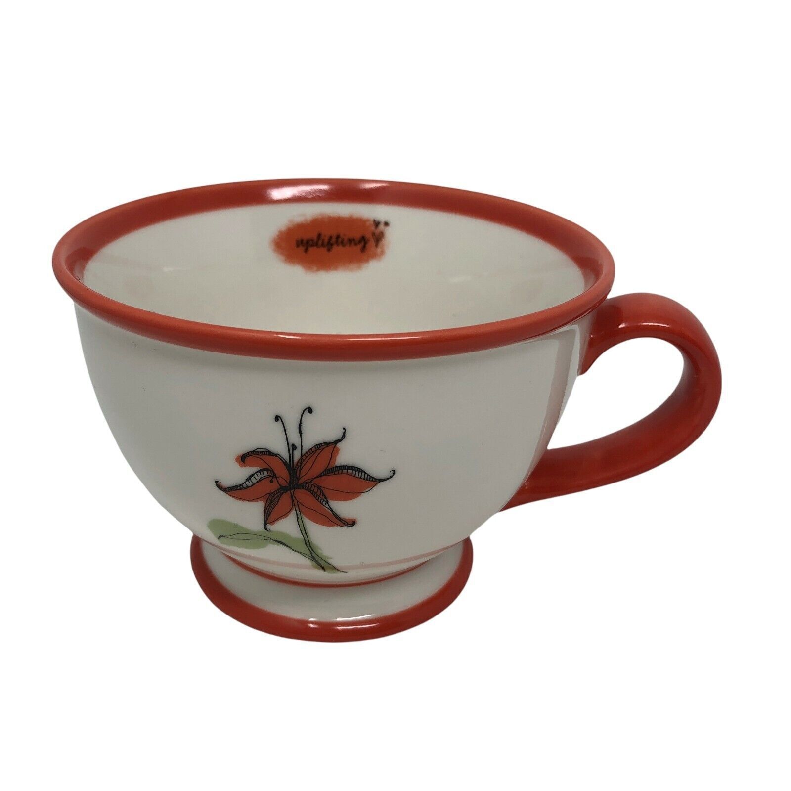 Starbucks Coffee Mug 10oz “Uplifting” Orange Tiger Lily 2006 Tea Cup NWOT