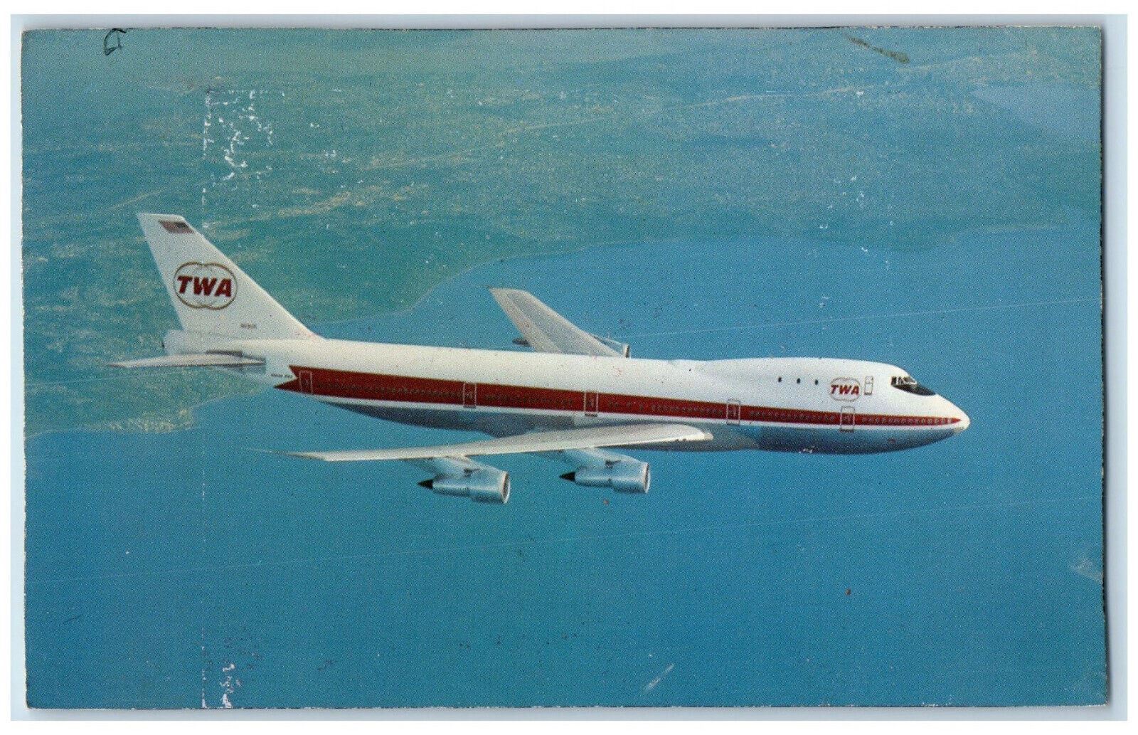 c1960s The TWA 747 Airplane Continental Card Vintage Unposted Postcard