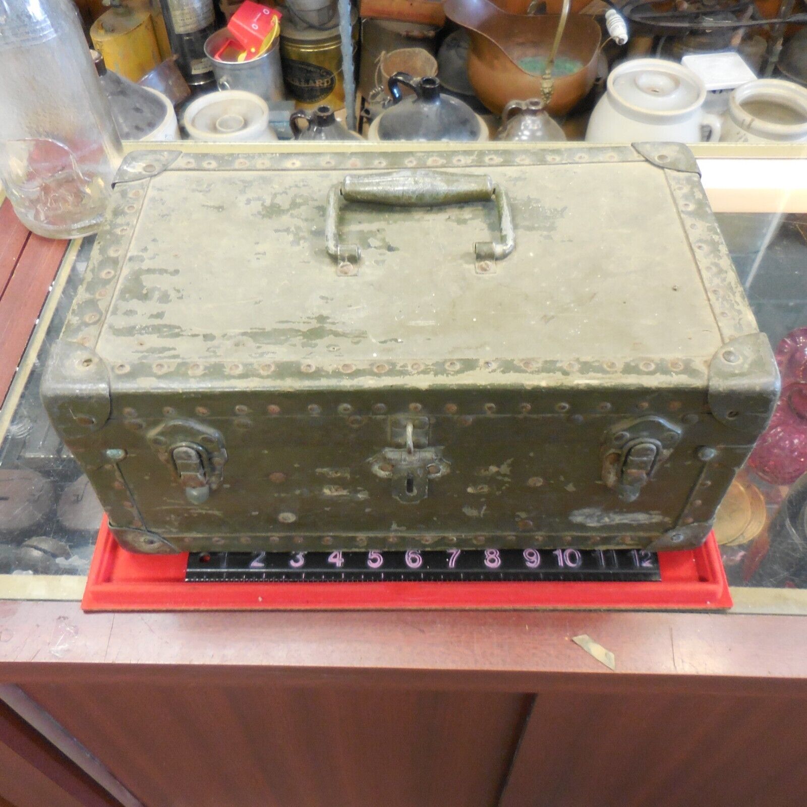 Rare US Military Barber Field Kit Box Only Army Green WWII