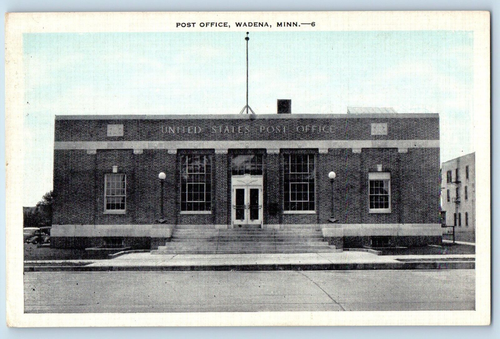 Wadena Minnesota MN Postcard Post Office Exterior Building c1940 Vintage Antique