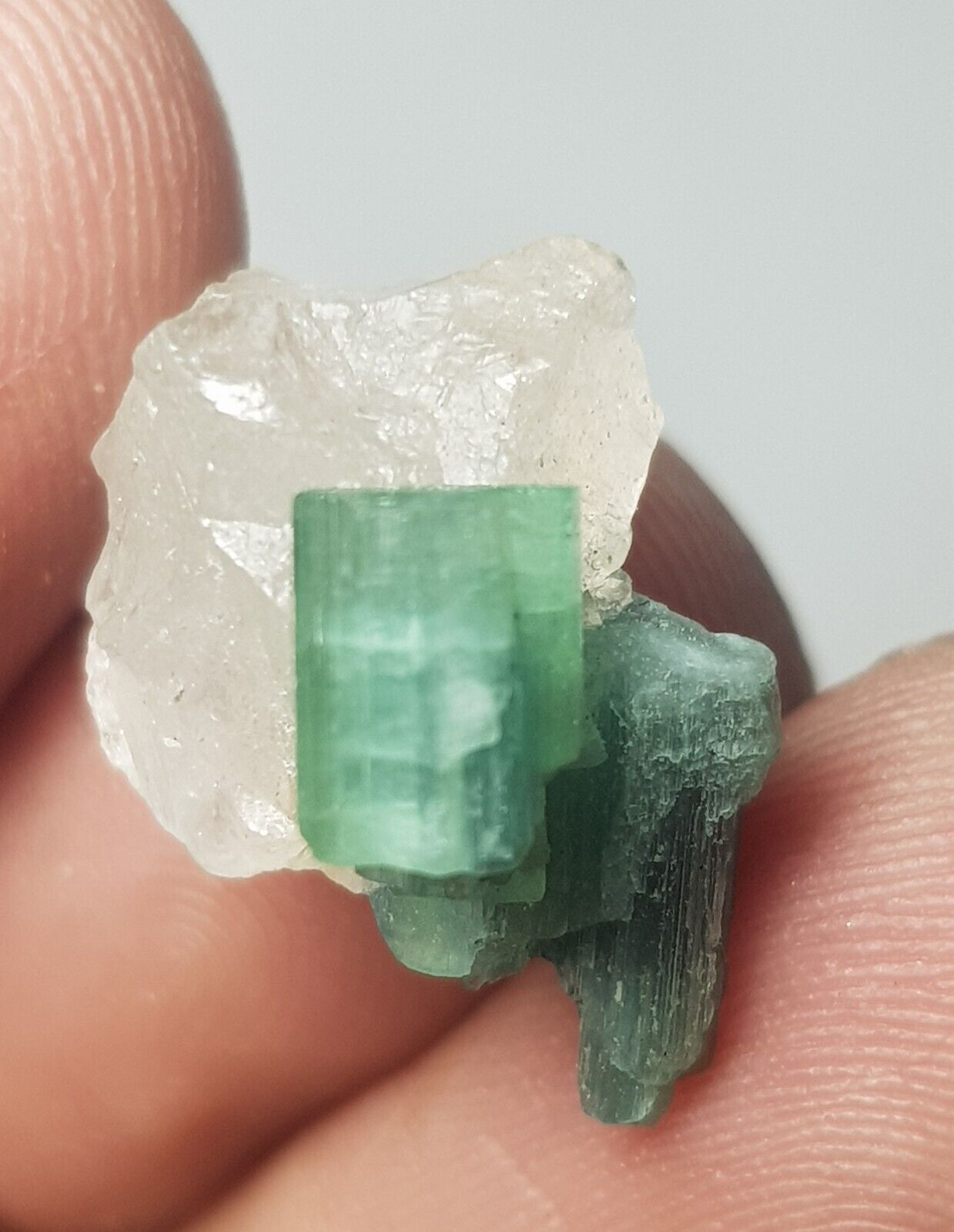 9.40Ct Beautiful Natural Color Tourmaline With Quratz Crystal Specimen 