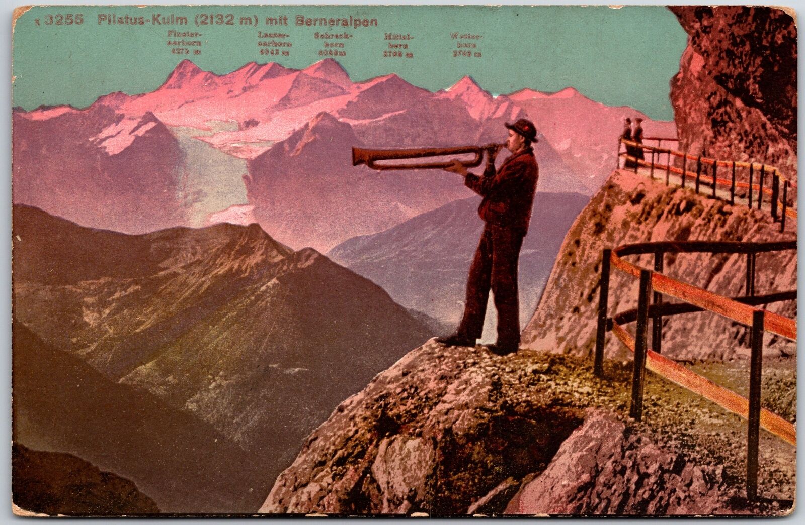 Pilatus Kulm Kriens Switzerland Mountain Alps Roadway Cliff Postcard