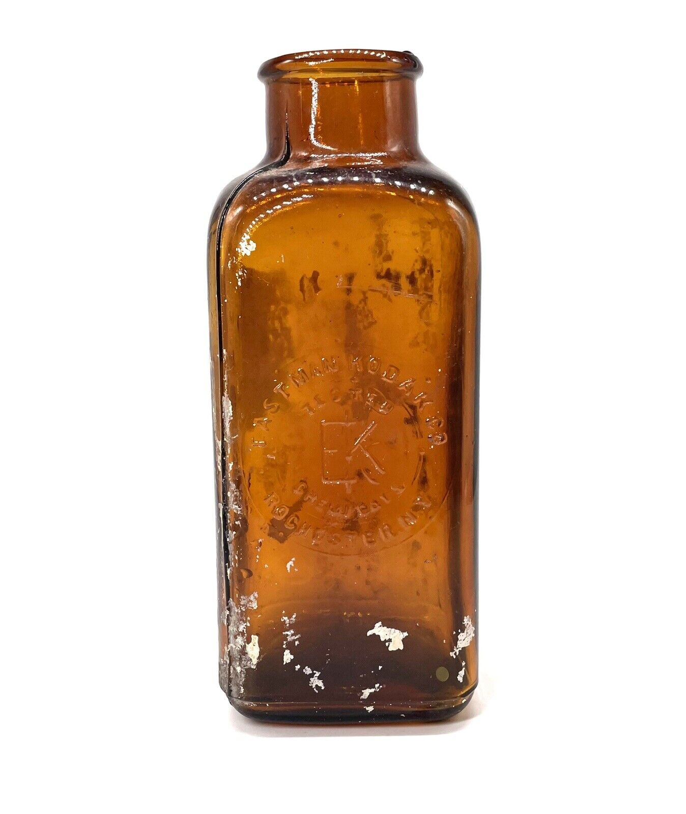 Antique 1920\'s EASTMAN KODAK Elon Embossed Amber Glass Photography Bottle
