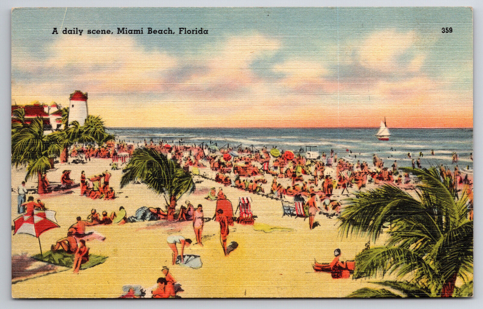 Vintage Postcard A Daily Scene Miami Beach, Florida