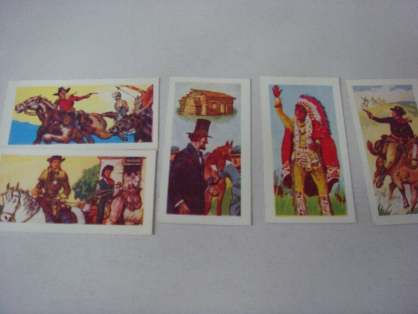  BUFFALO BILL, BILLY KID, WILD BILL, LINCOLN 5 TYPE CARDS RARE KANE ISSUE 1957