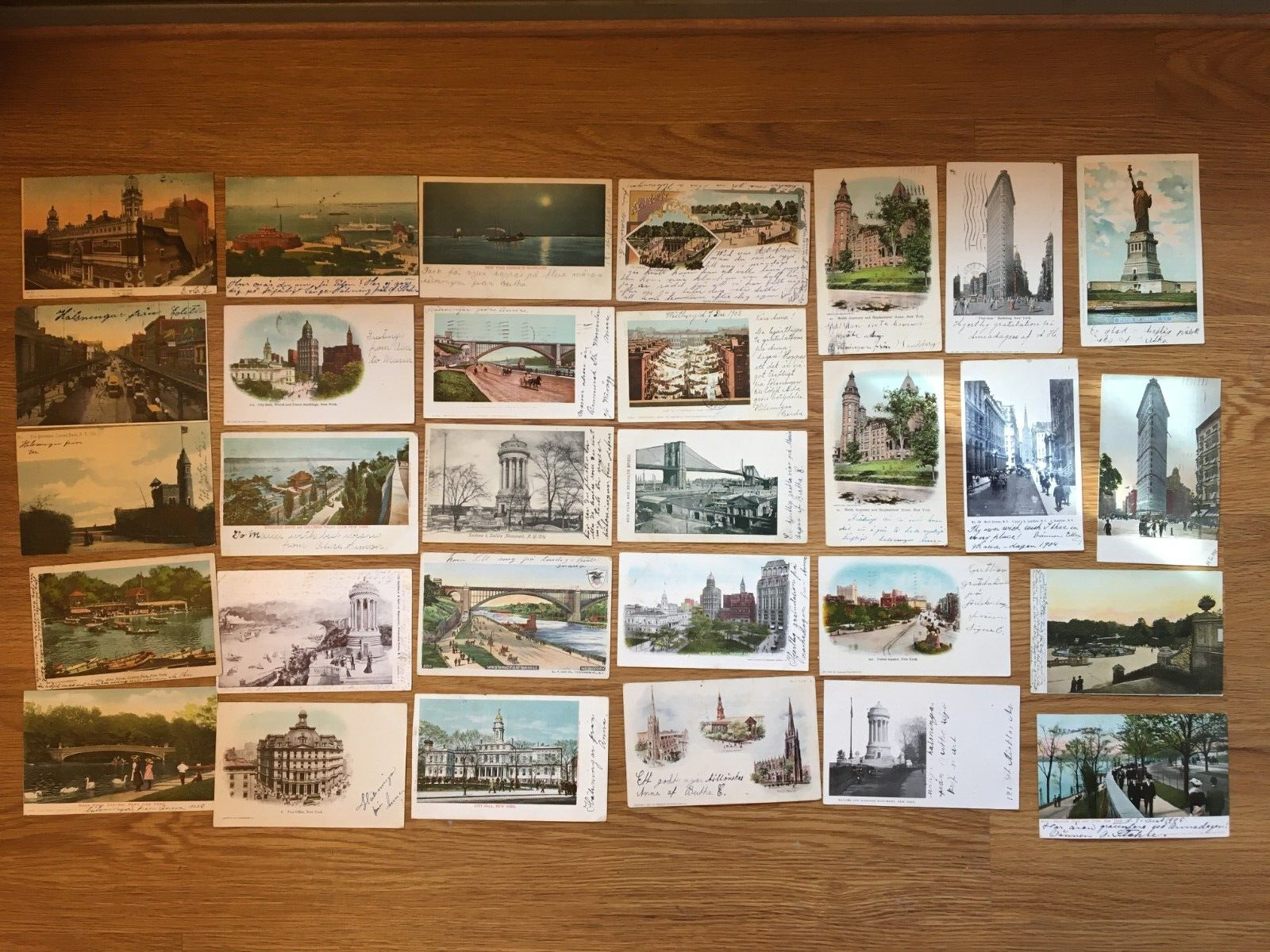 Lot of 30 Antique Postcards NEW YORK CITY LANDMARKS 1902-1906 Posted w/2 Glitter