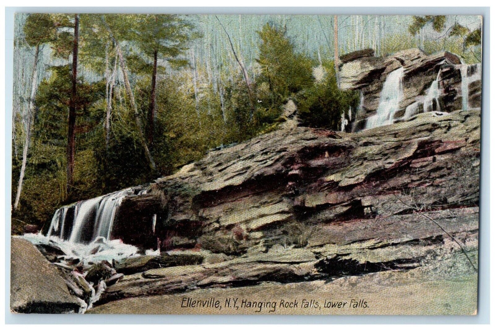 c1910\'s Ellenville NY, Hanging Rock Falls Lower Falls Waterfall Antique Postcard