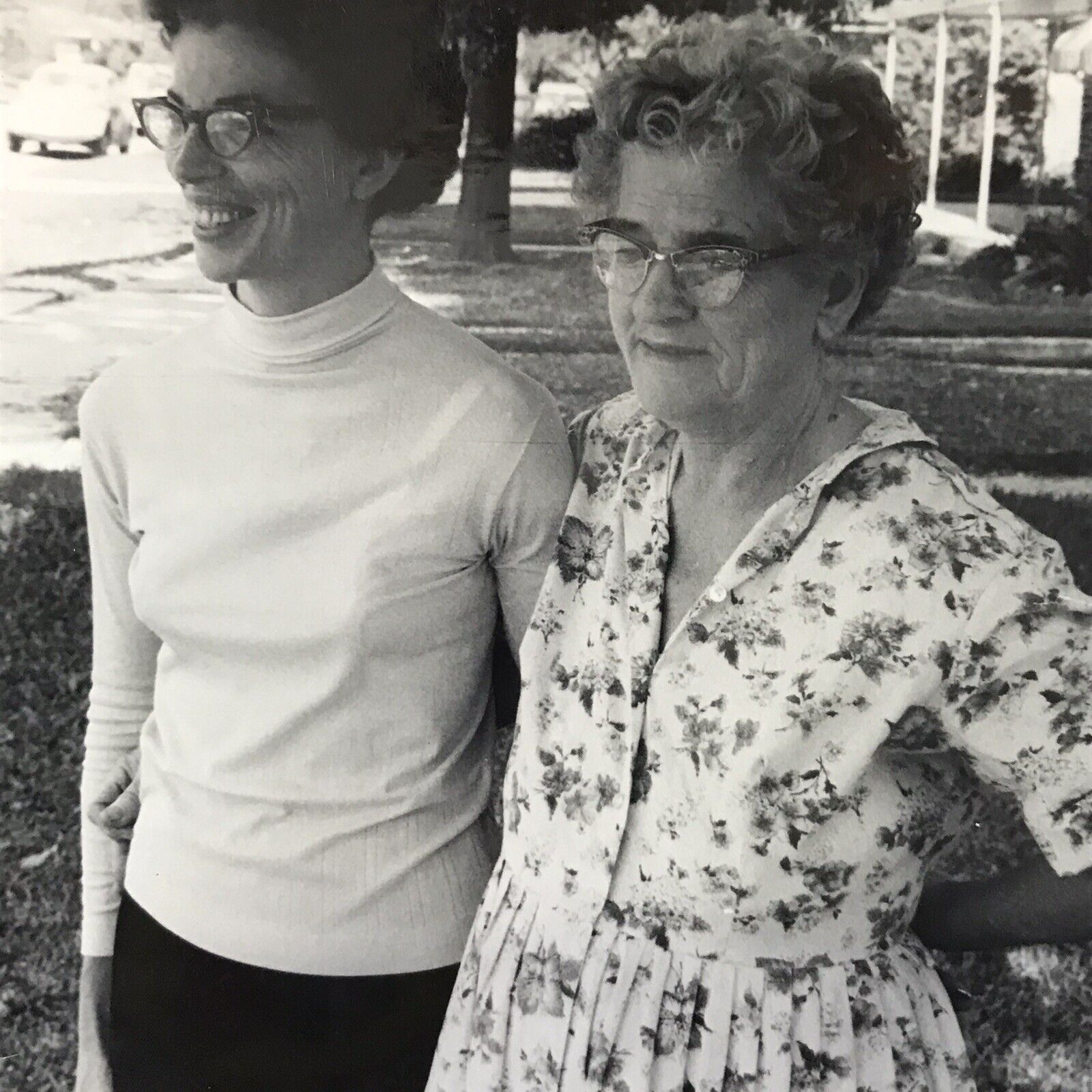 1968 Mom & Grandma Black & White Antique Snapshot Vintage Photograph