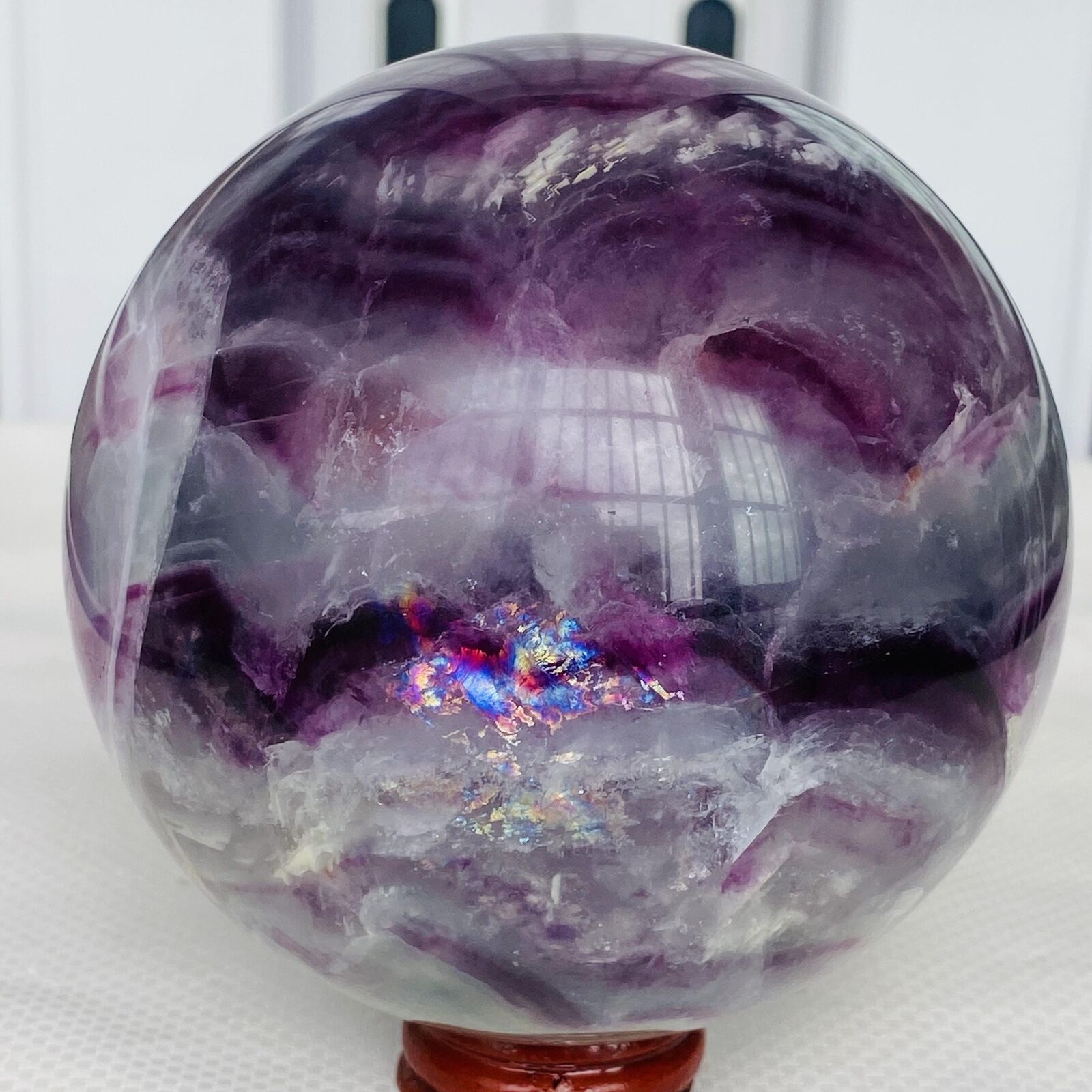 1940G Natural Fluorite ball Colorful Quartz Crystal Gemstone Healing