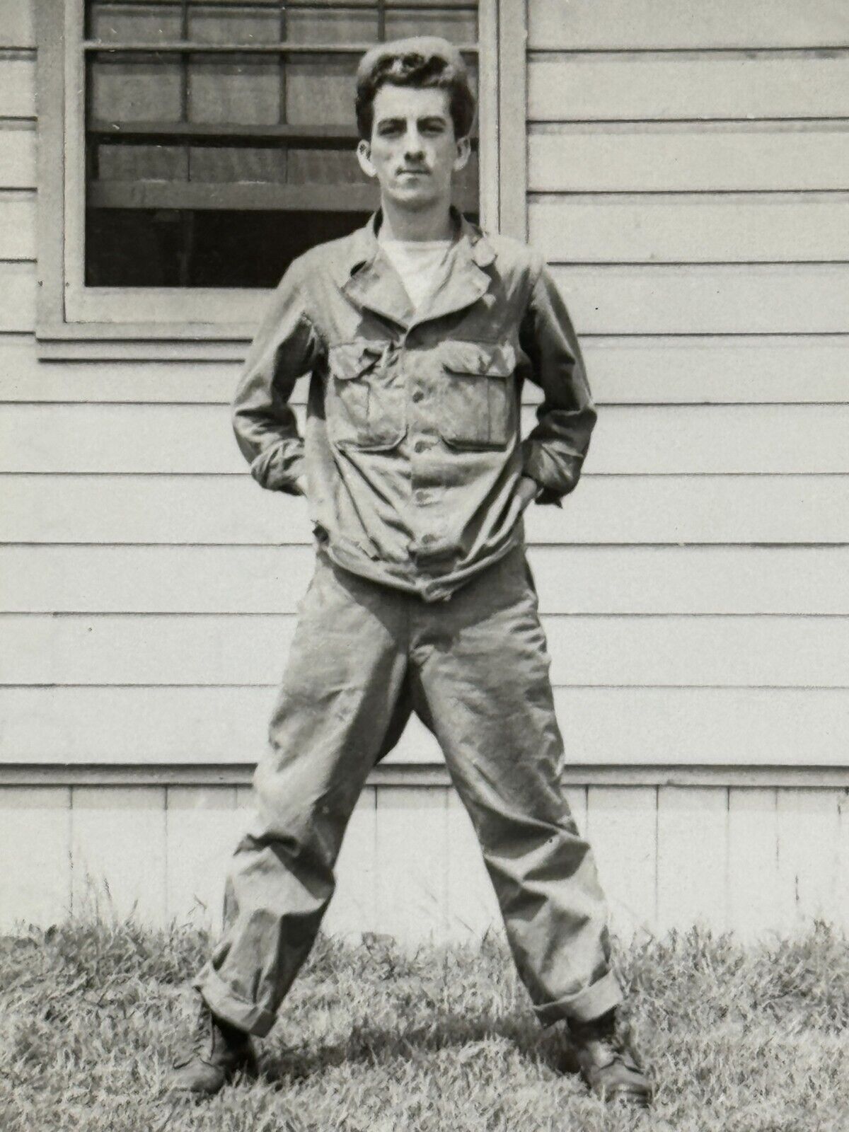 2K Photograph Handsome Military Man Navy Uniform Chanute Field Illinois 1943
