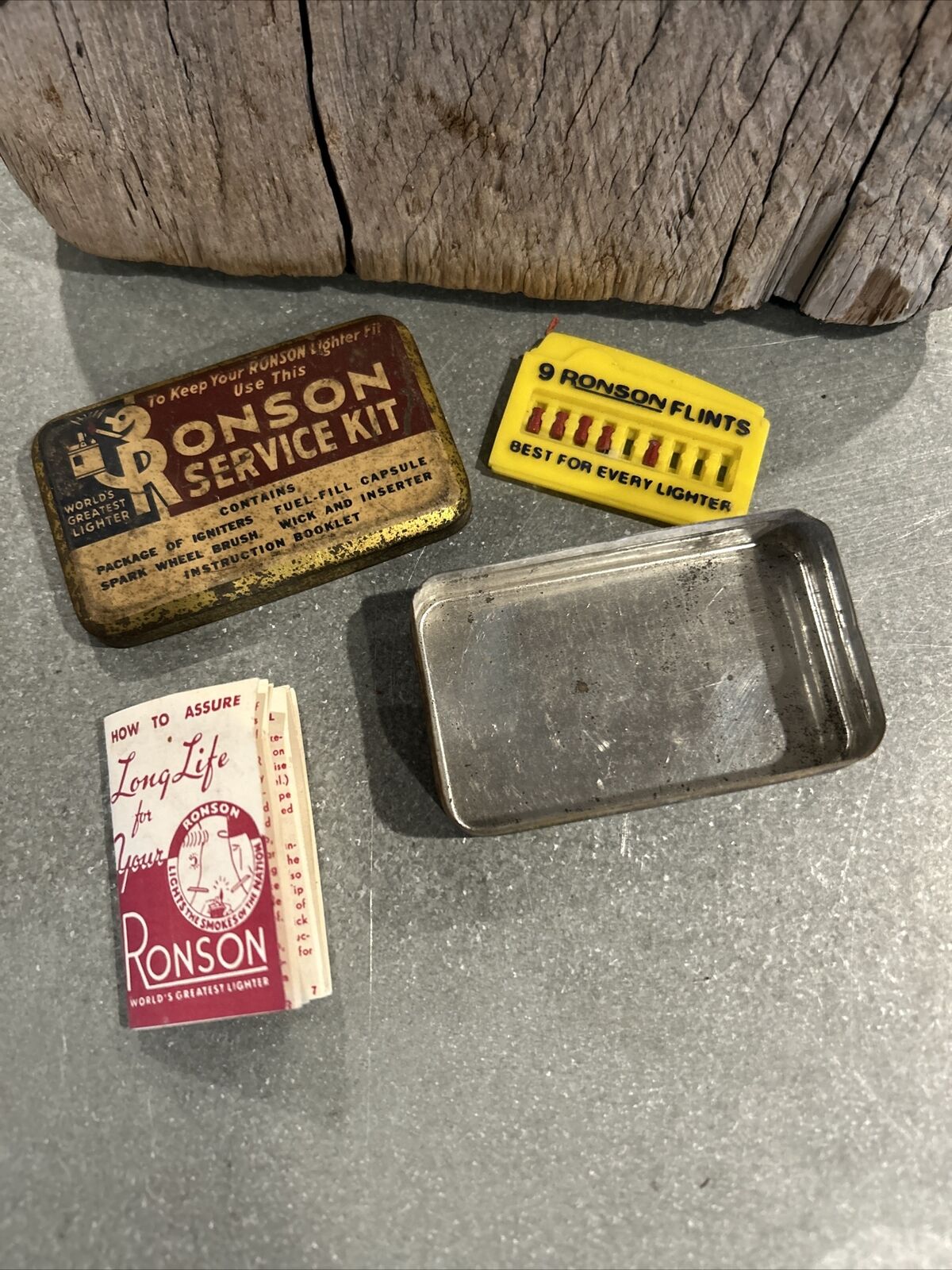 Ronson Lighter Service Kit Tin Box Vintage Primitive