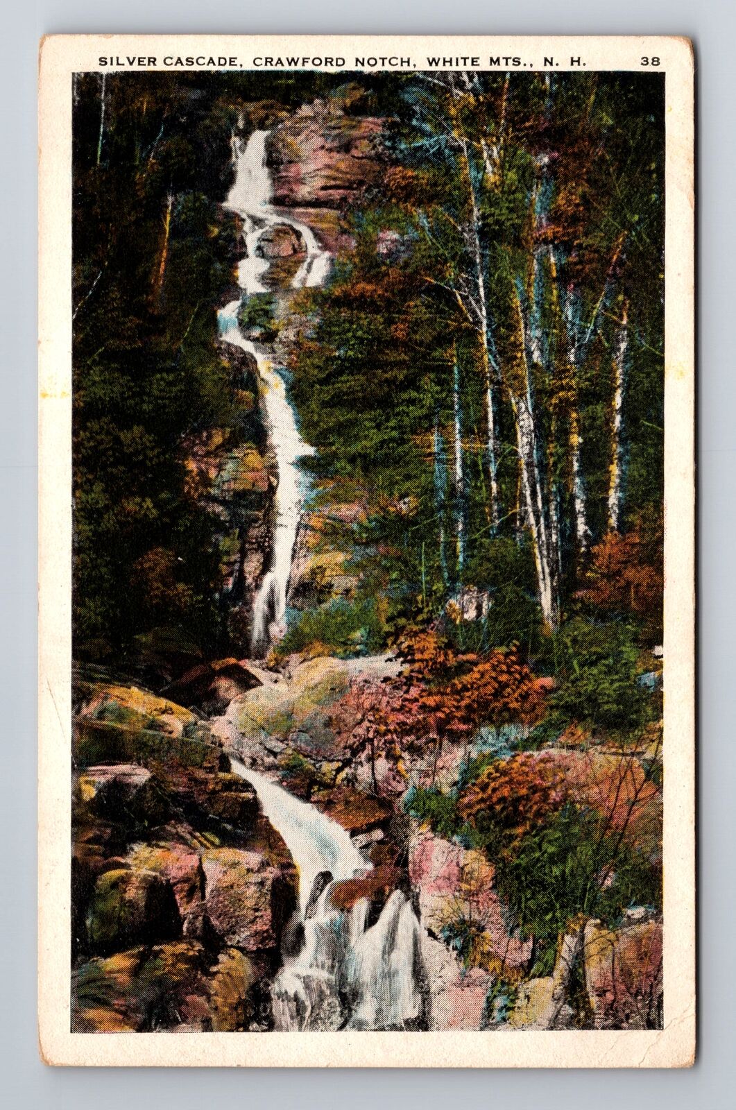 White Mountains NH-New Hampshire, Silver Cascade, Antique, Vintage Postcard