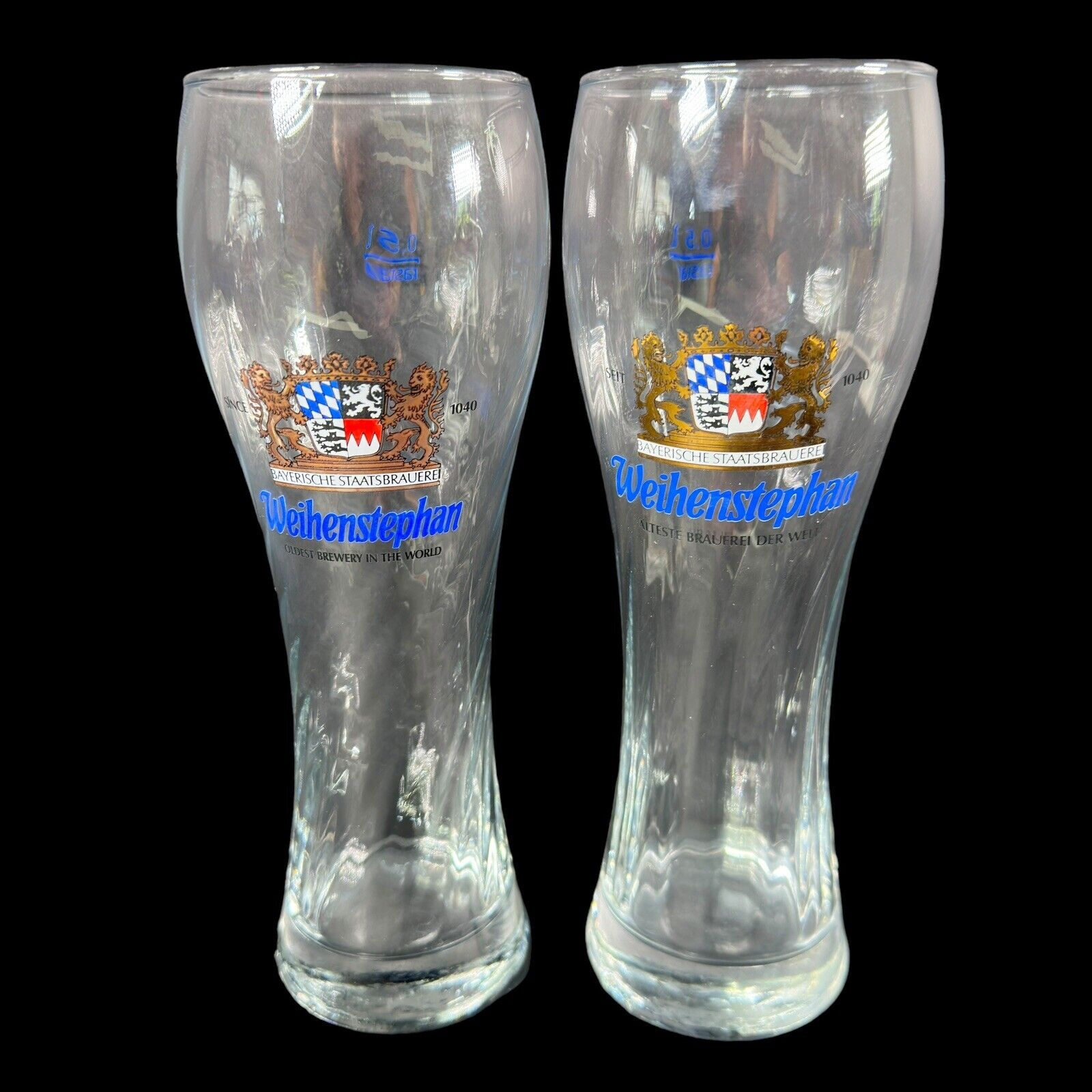 2  Weihenstephan GERMAN BEER GLASS / GLASSES 0.5 Liter 9.5\