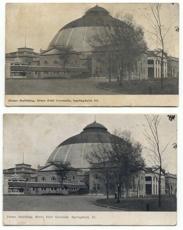 Springfield IL Dome Building State Fair Grounds Lot of 2 Postcards Illinois