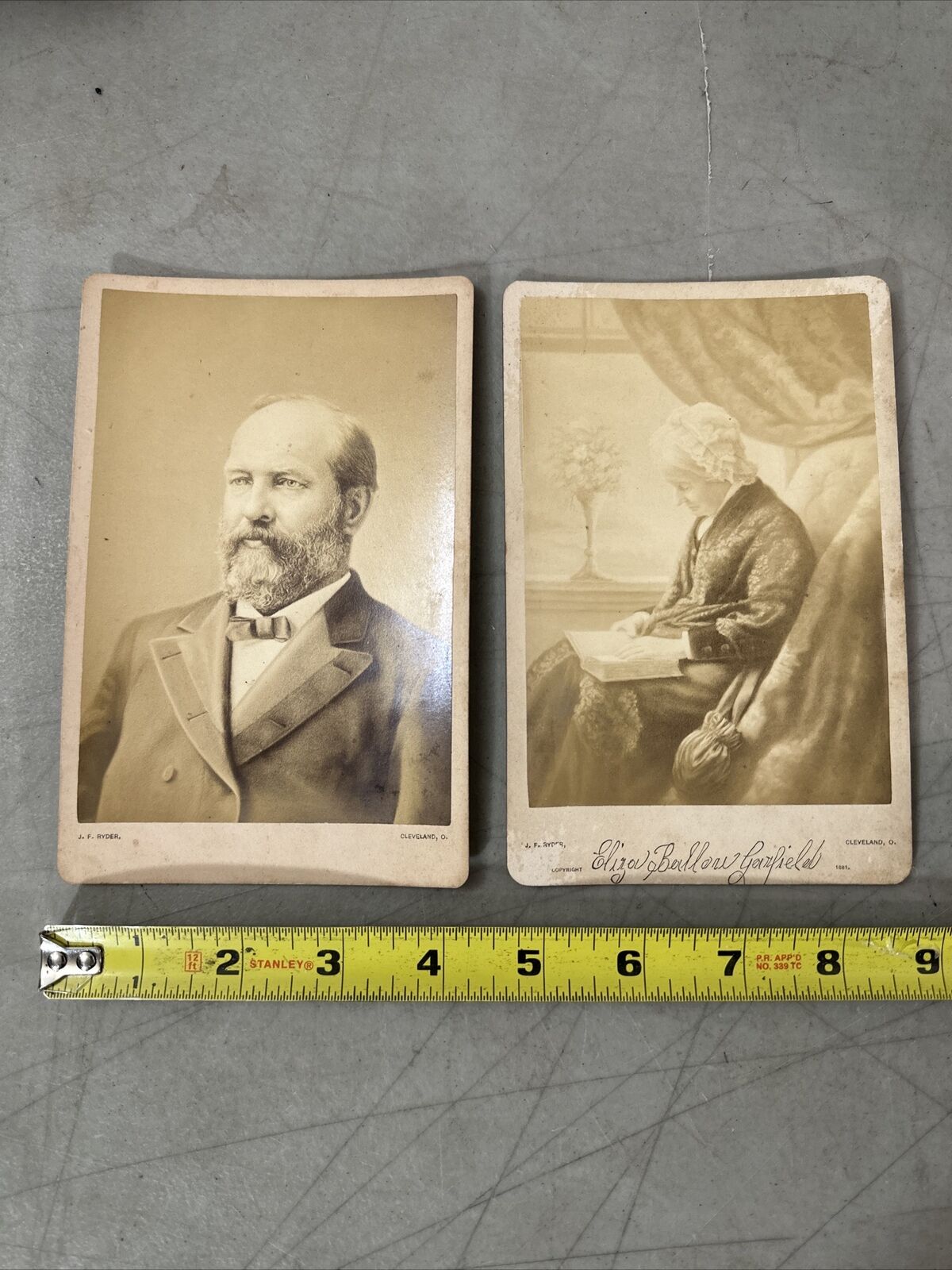 President James Garfield & Mother Eliza Cabinet Cards 1881 J.F. Ryder Cleveland