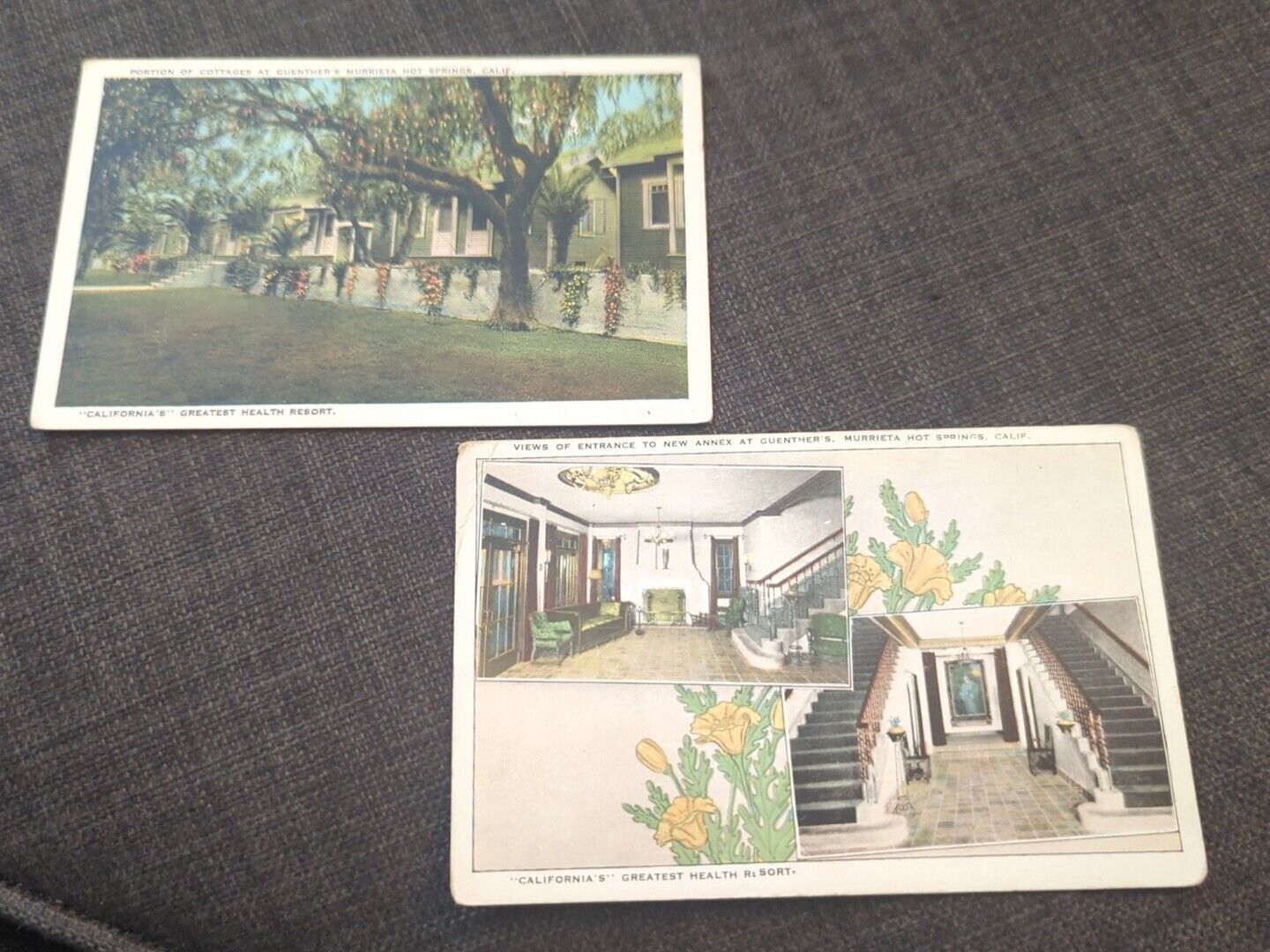 Vintage Postcard Guenther\'s Murrieta Health Resort Exterior & Entrance Lot Of 2