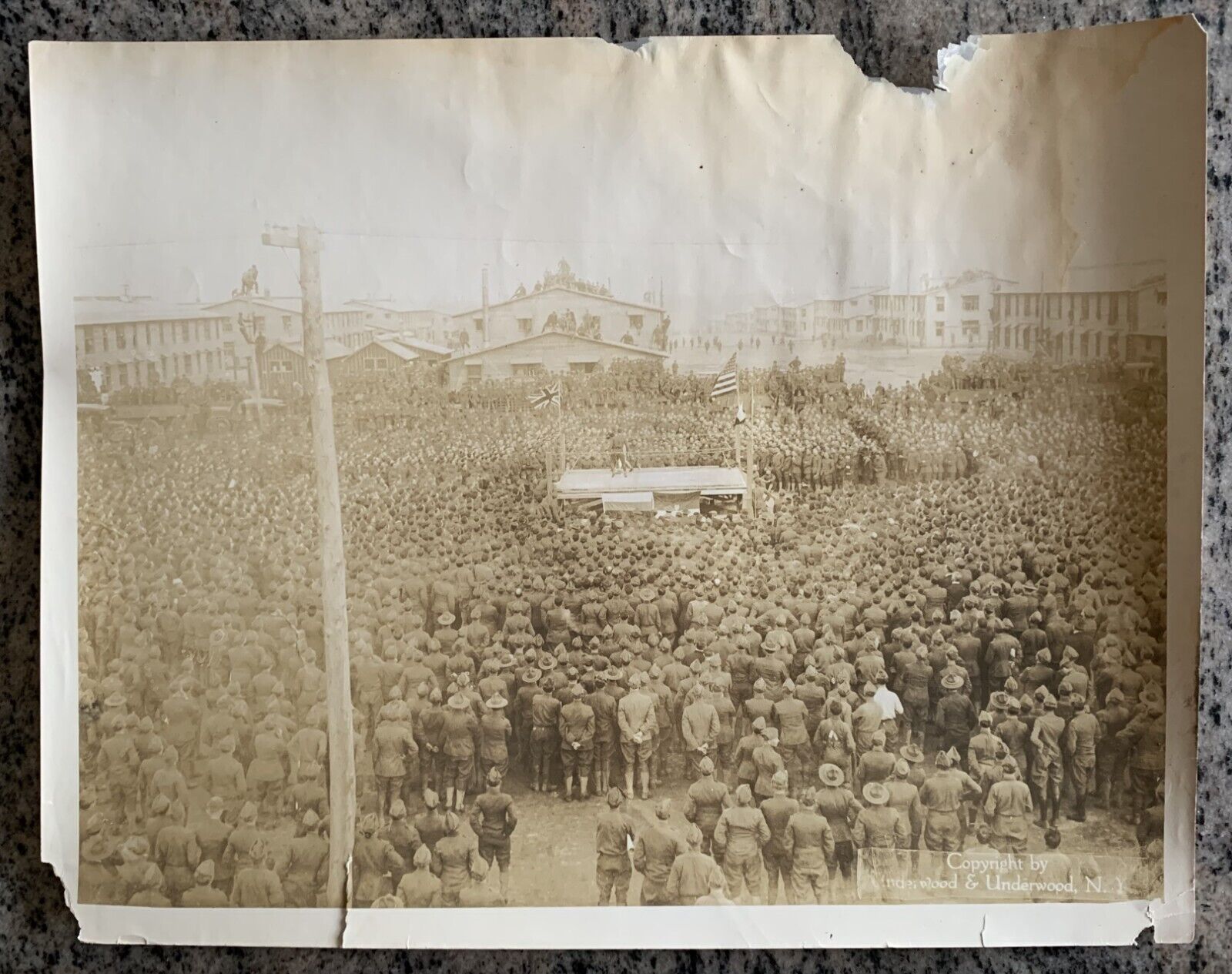 Old Photo US Army Boxing Match Camp Upton NY  1918 Hank Schroeder vs Jimmy Smith