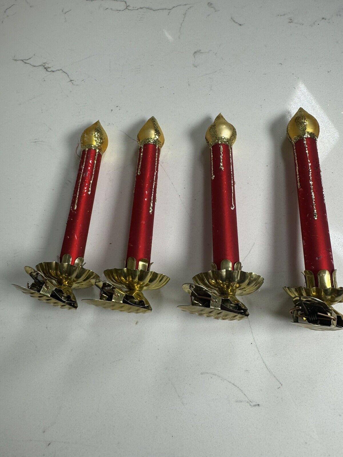 4 Red WATERFORD Holiday Heirlooms Clip On Holiday Candles Limited Edition