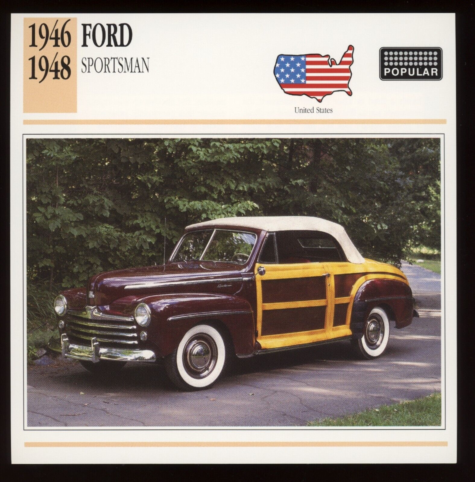 1946 - 1948 Ford Sportsman  Classic Cars Card