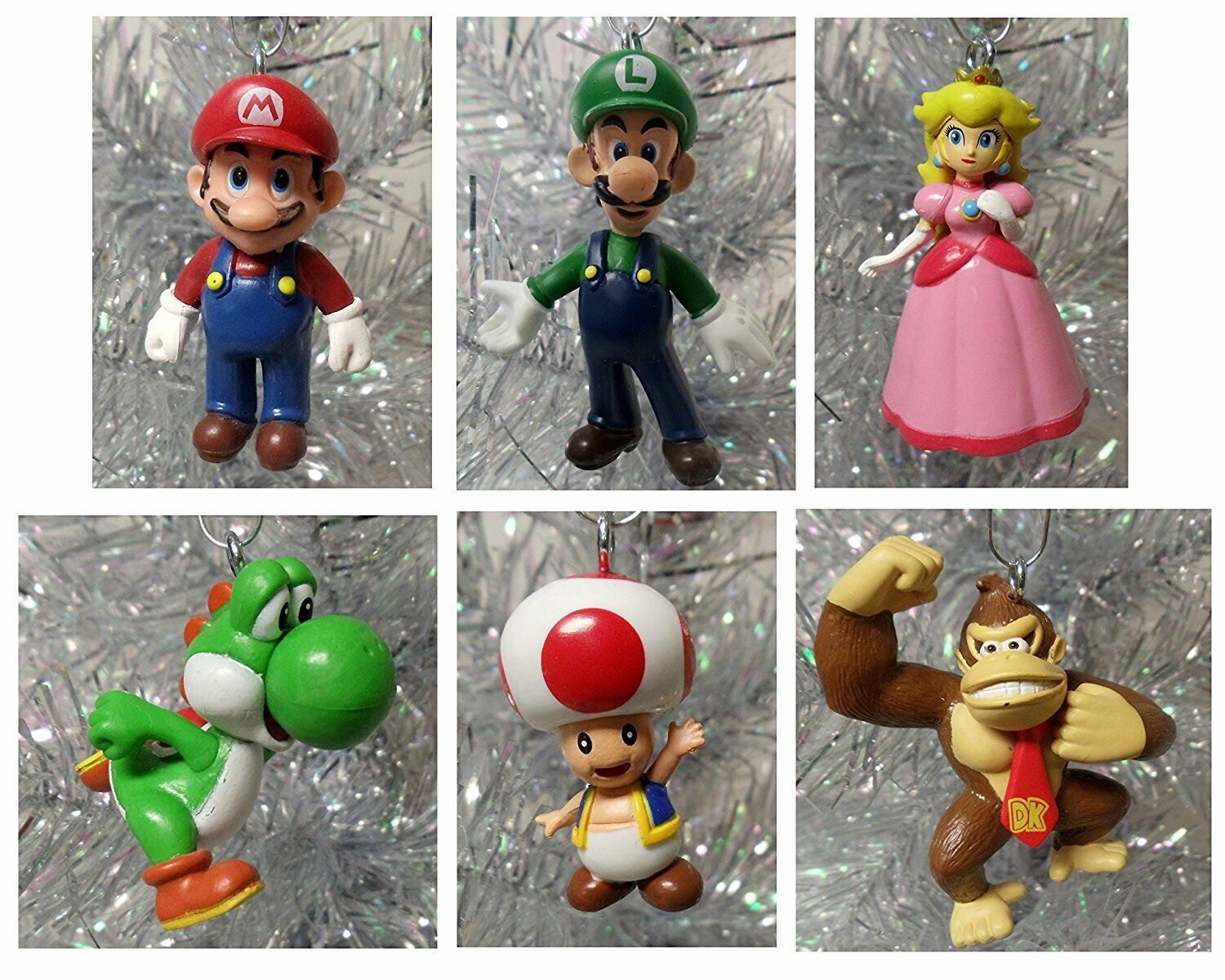 Mario Brothers 6 Piece Christmas Ornament Set   BRAND NEW