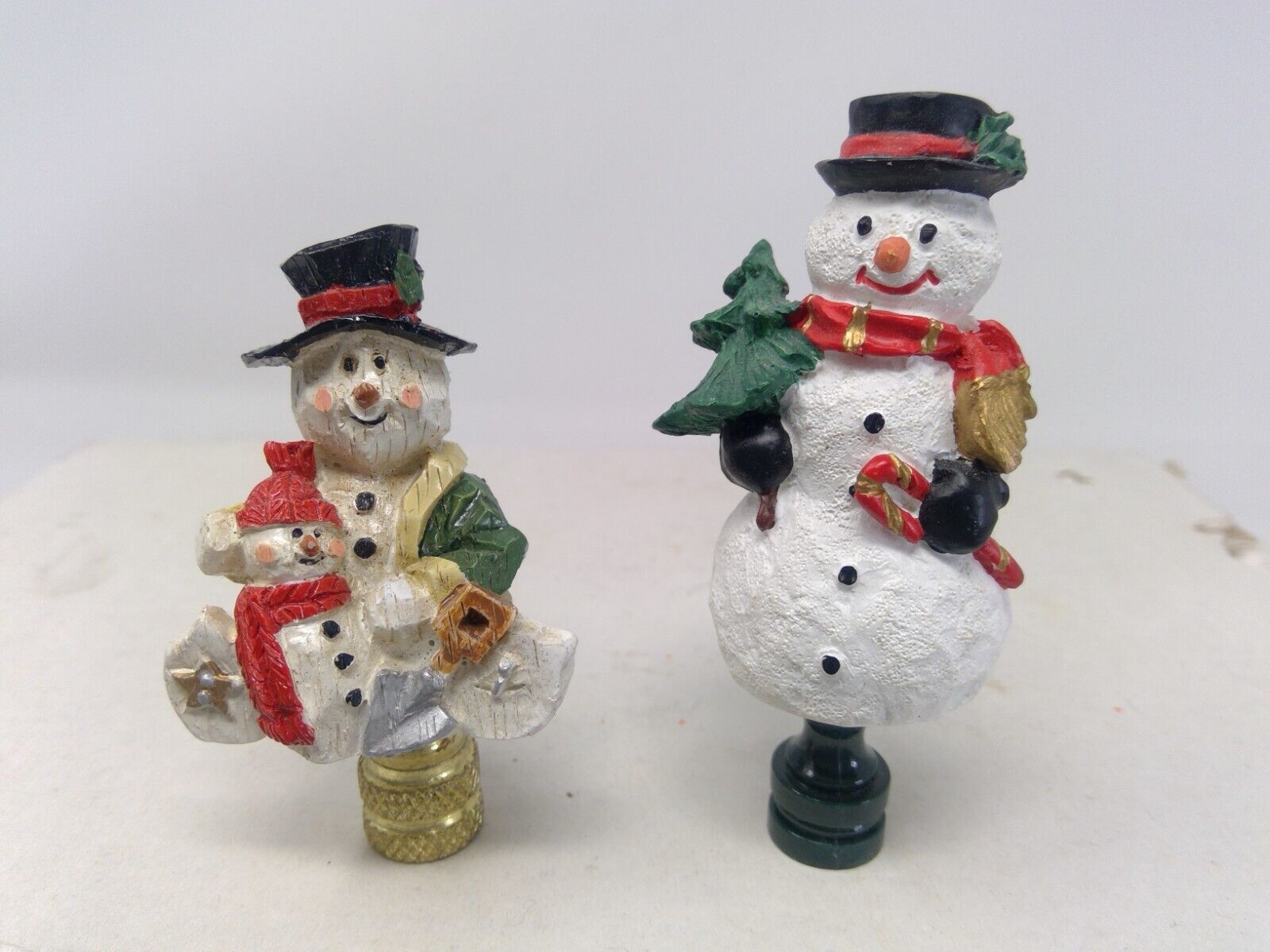 Pair of Christmas Resin Lamp Finials - Snowman