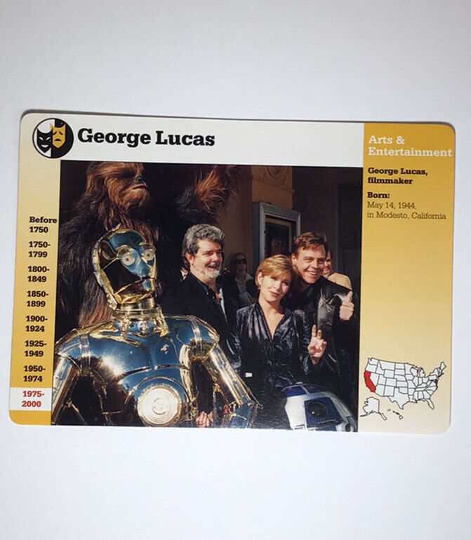 GEORGE LUCAS Star Wars Director Hamill Fisher 1997 GROLIER STORY OF AMERICA CARD